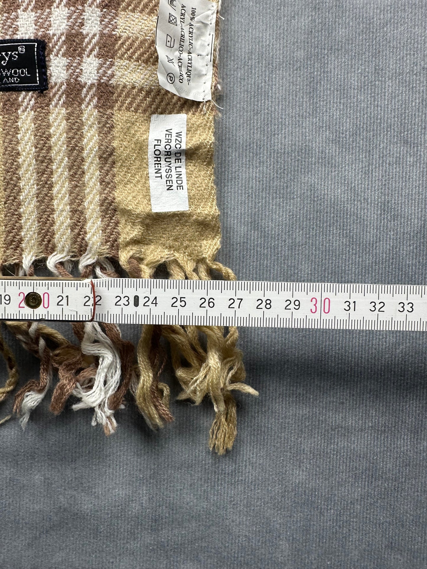 Burberry Vintage Schal | Karo-Muster | 100% Lammwolle | Beige