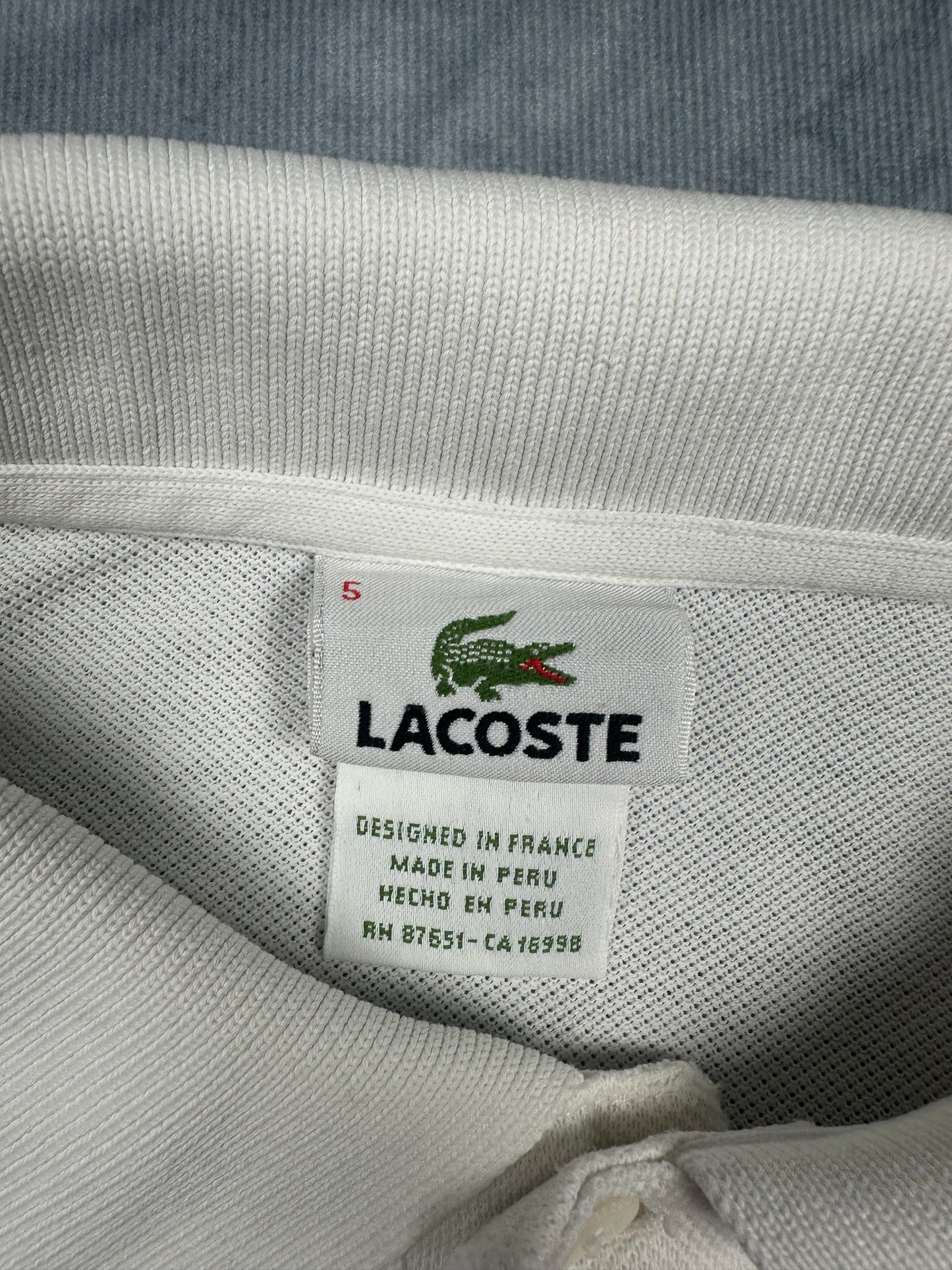 Lacoste Herren Poloshirt T-Shirt Gr. 5/L Vintage Y2K weiß