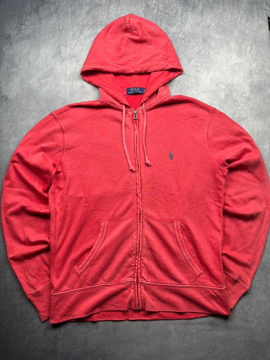 Polo Ralph Lauren Sweatjacke Herren Gr. S Rot Kapuzenjacke Vintage Y2K Retro