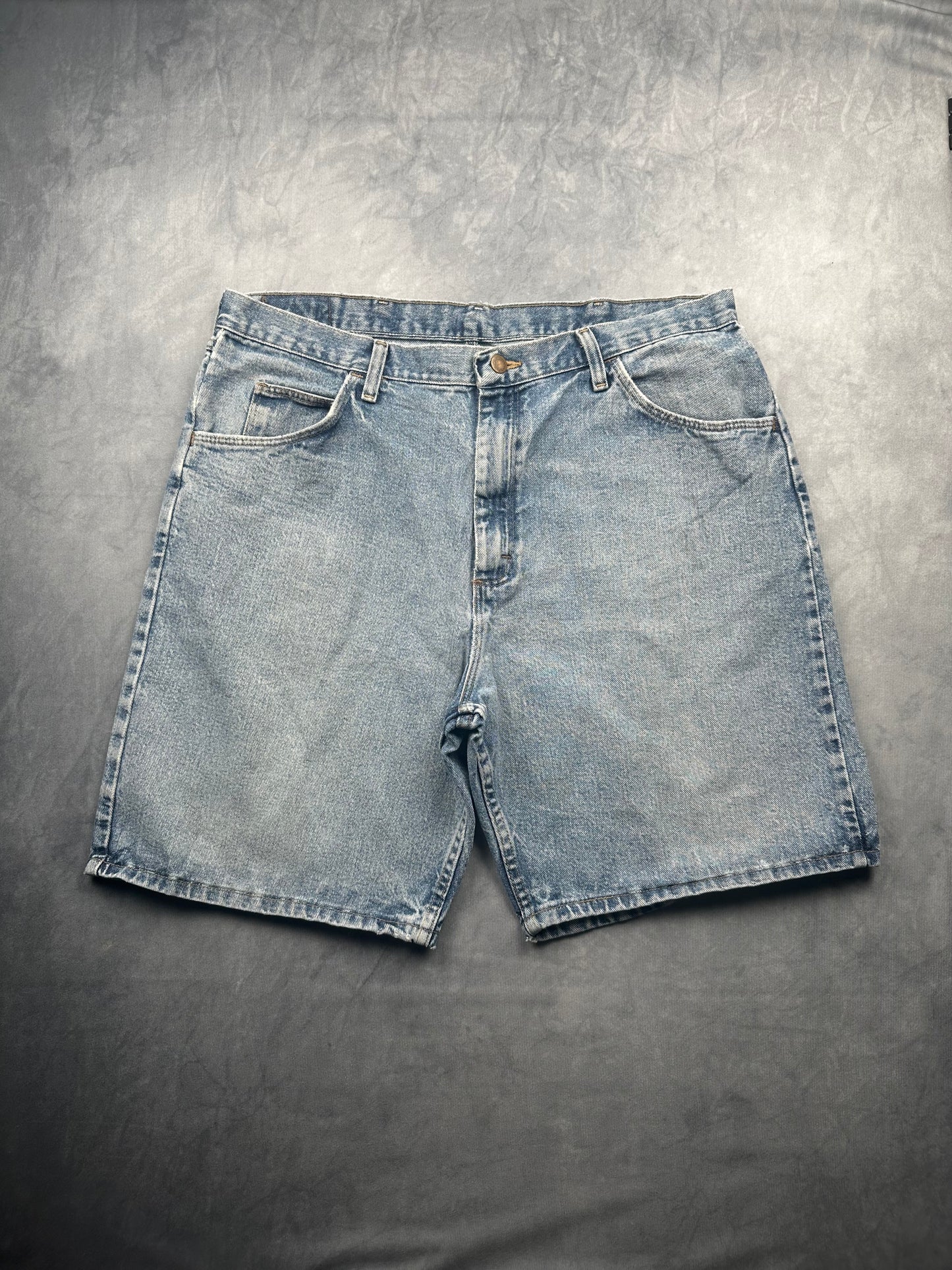 Vintage Wrangler Herren Jeans Shorts Gr. W38 Blau Kurze Hose Regular Retro Denim