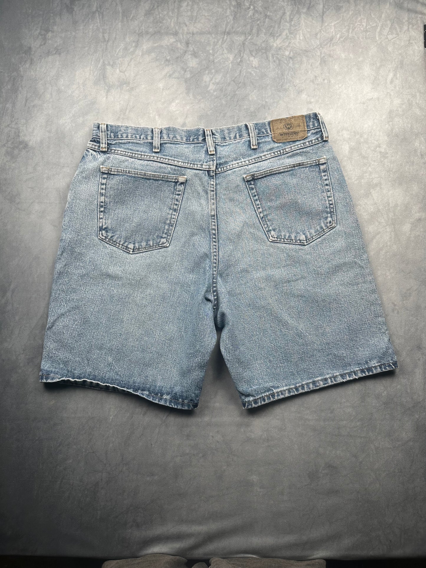 Vintage Wrangler Herren Jeans Shorts Gr. W38 Blau Kurze Hose Regular Retro Denim