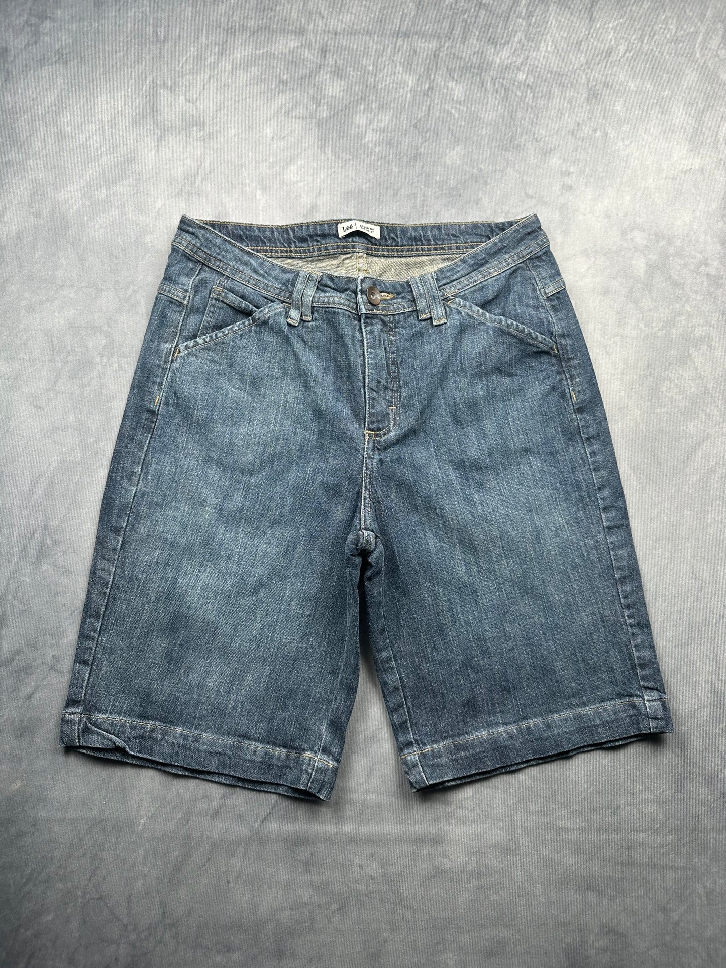 Vintage Lee Damen Jeans Shorts Gr. M (38) Blau Kurze Hose Relaxed Retro Denim