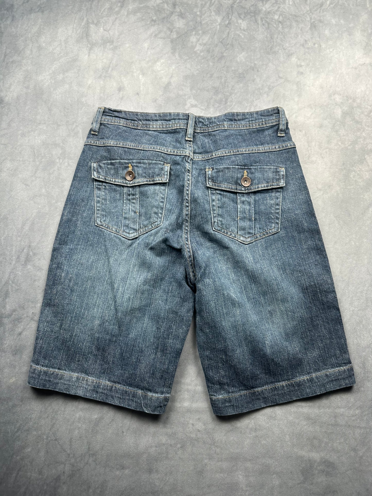 Vintage Lee Damen Jeans Shorts Gr. M (38) Blau Kurze Hose Relaxed Retro Denim