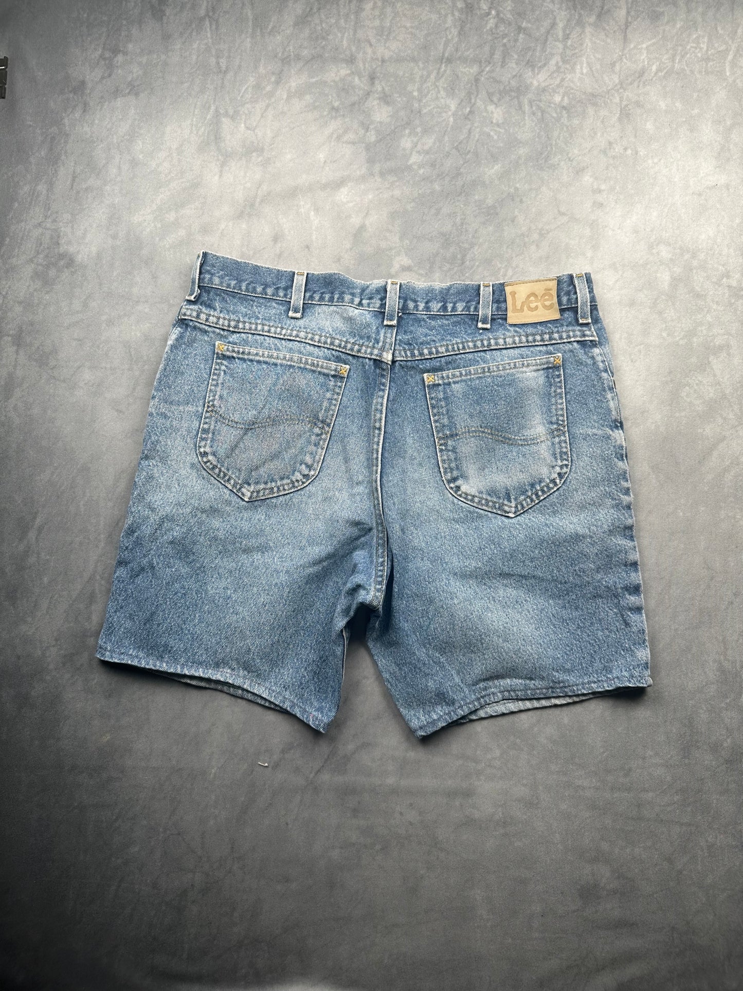 Vintage Lee Herren Jeans Shorts Gr. W36 Blau Kurze Hose Retro Denim