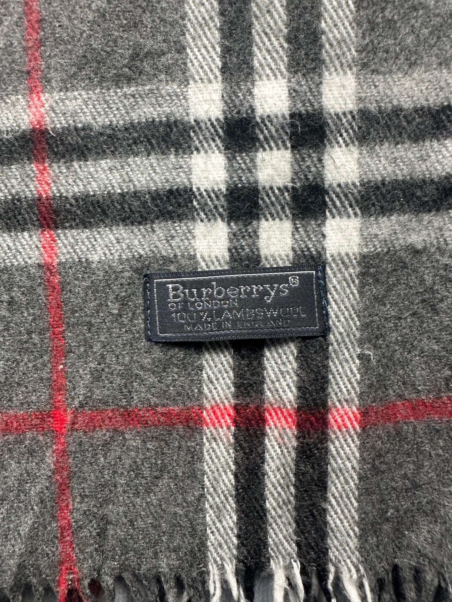 Burberry Schal Vintage | Karo-Muster | 100% Lambswool | Grau
