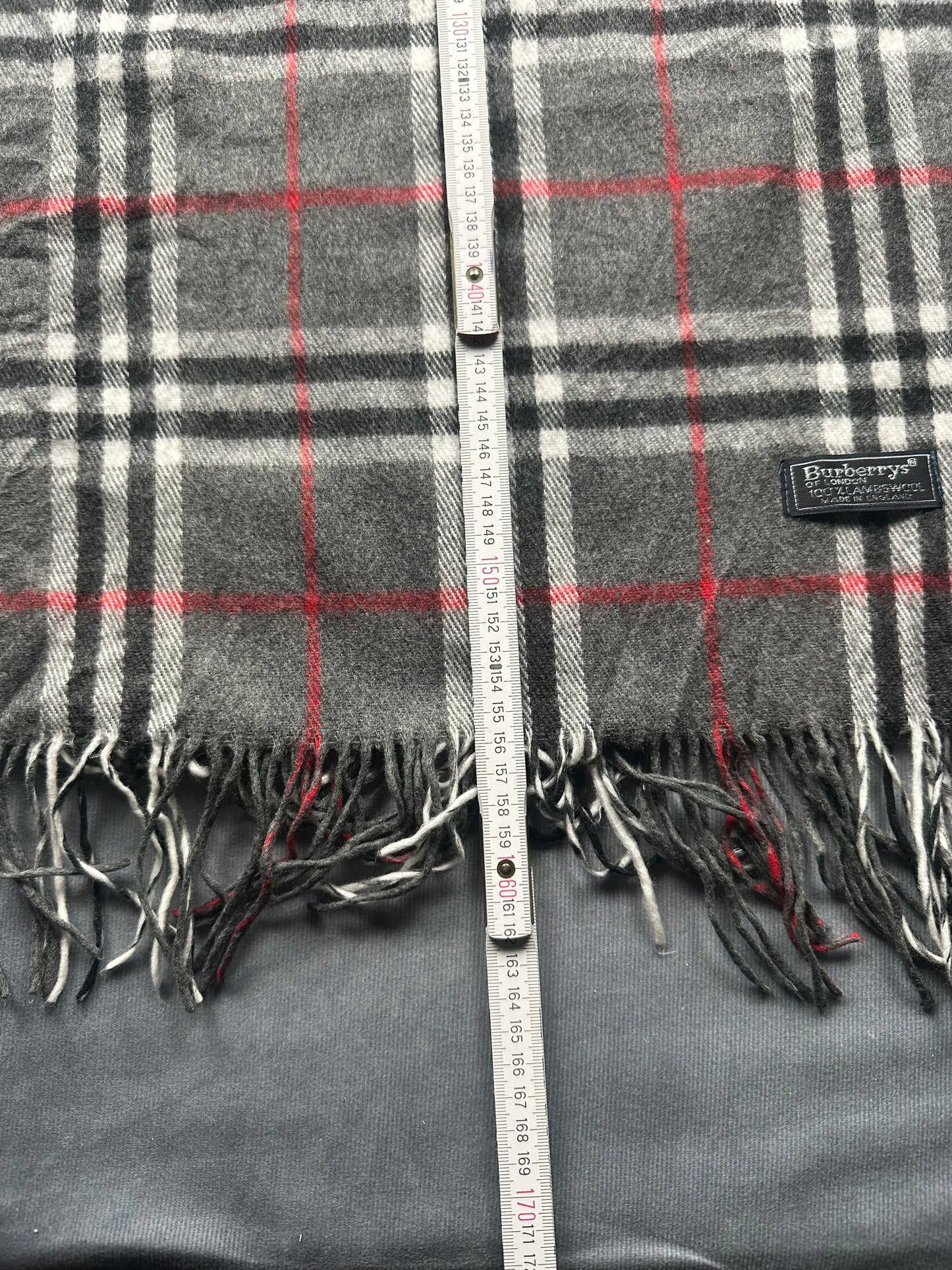 Burberry Schal Vintage | Karo-Muster | 100% Lambswool | Grau