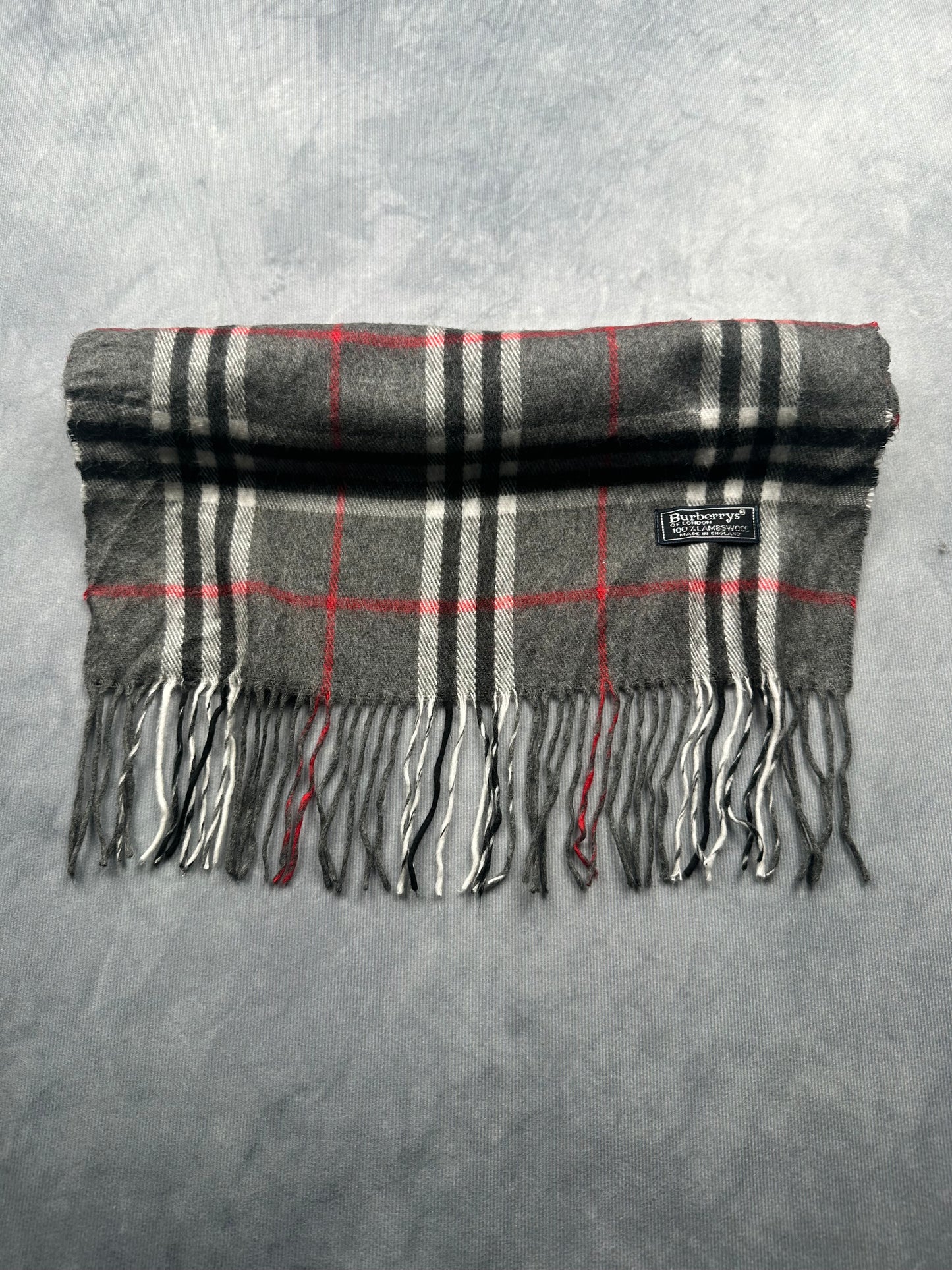 Burberry Schal Vintage | Karo-Muster | 100% Lambswool | Grau