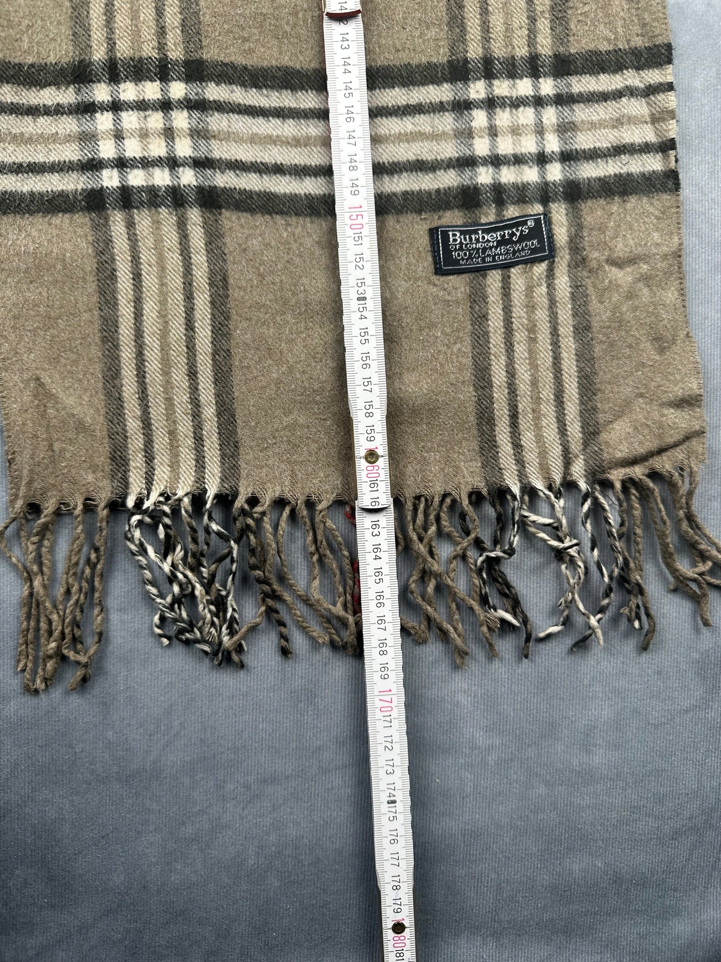 Burberry Vintage Schal | Karo-Muster | 100% Lammwolle | Braun