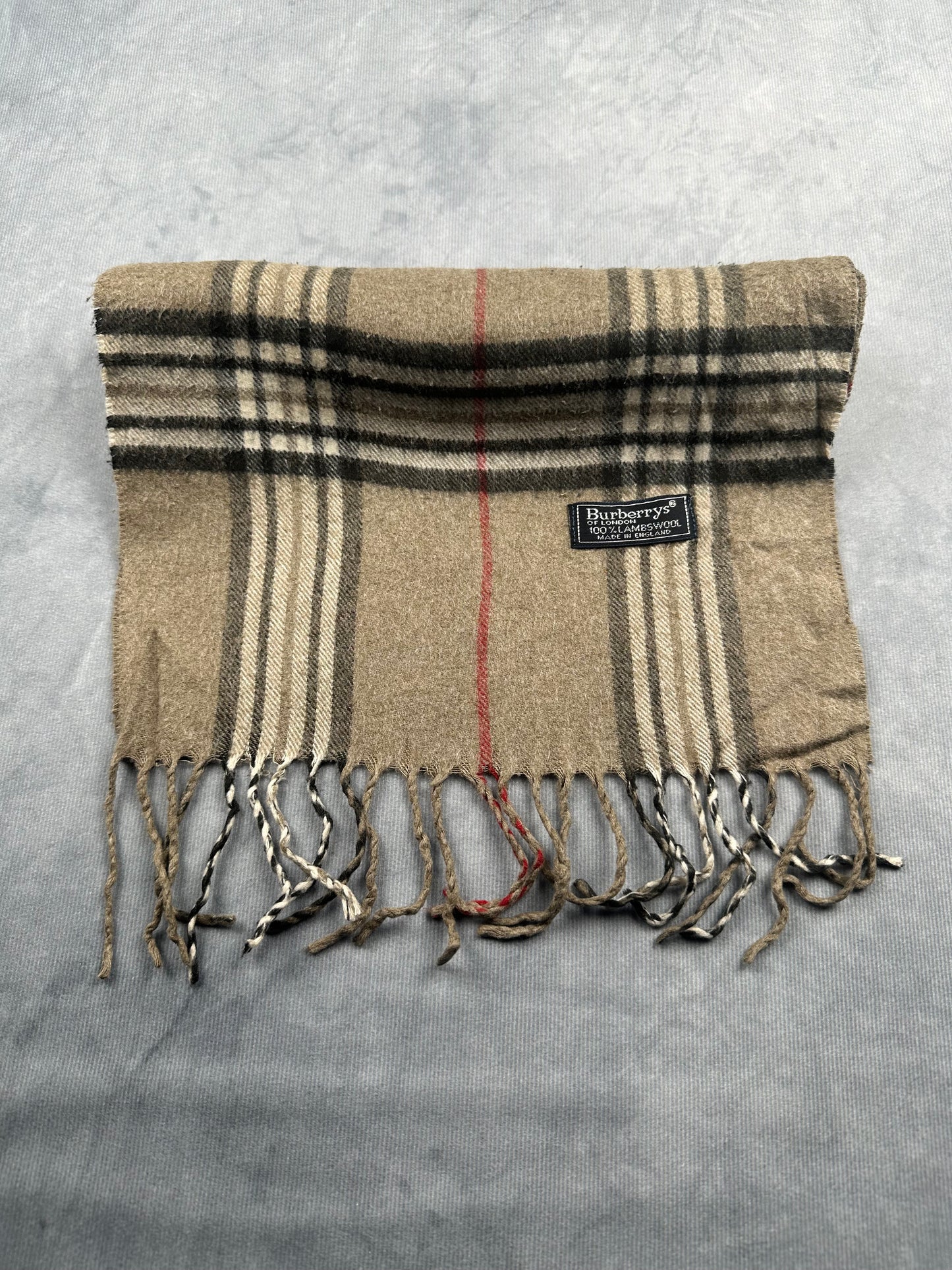 Burberry Vintage Schal | Karo-Muster | 100% Lammwolle | Braun