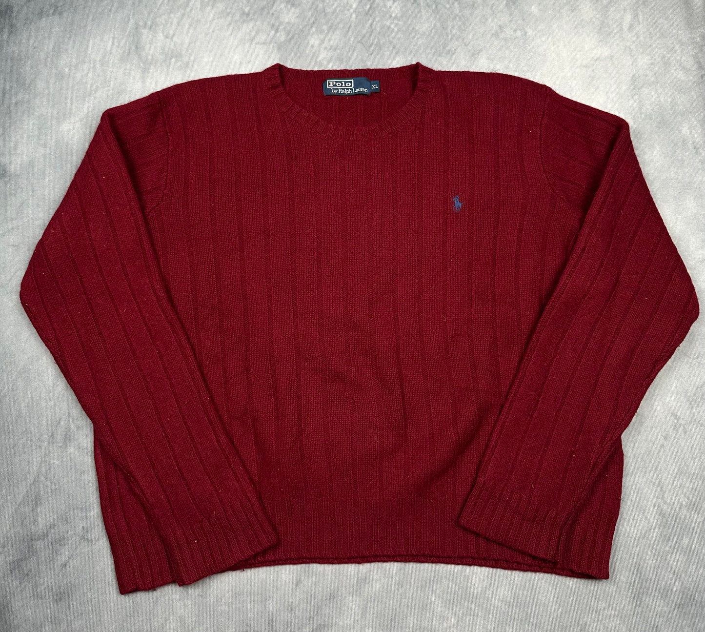 Polo Ralph Lauren Strickpullover Rot Größe XL - kurz Rundhals Vintage