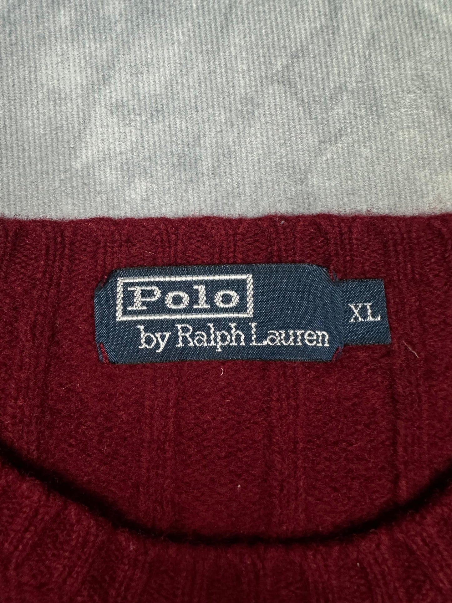 Polo Ralph Lauren Strickpullover Rot Größe XL - kurz Rundhals Vintage