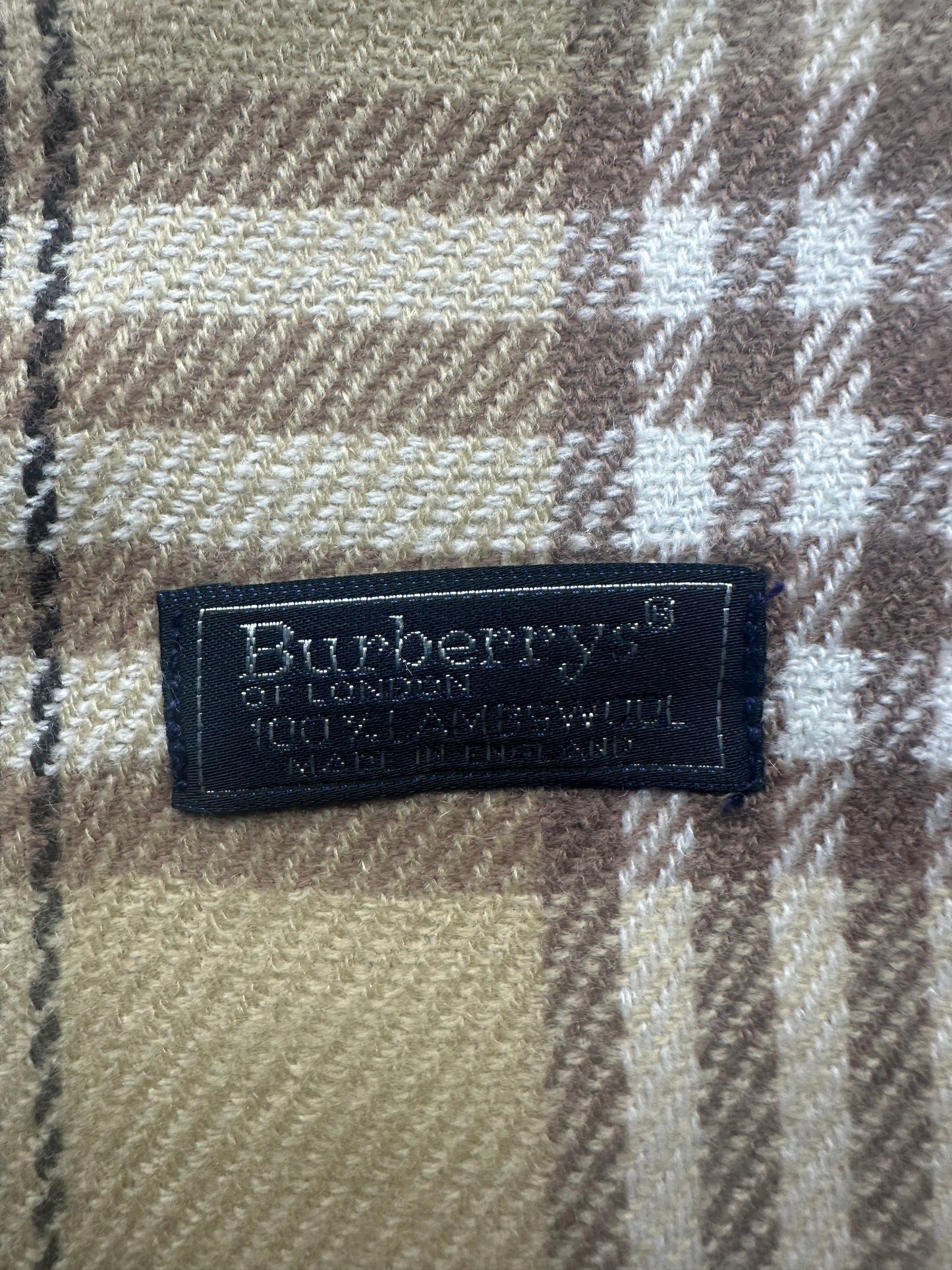 Burberry Vintage Schal | Karo-Muster | 100% Lammwolle | Beige