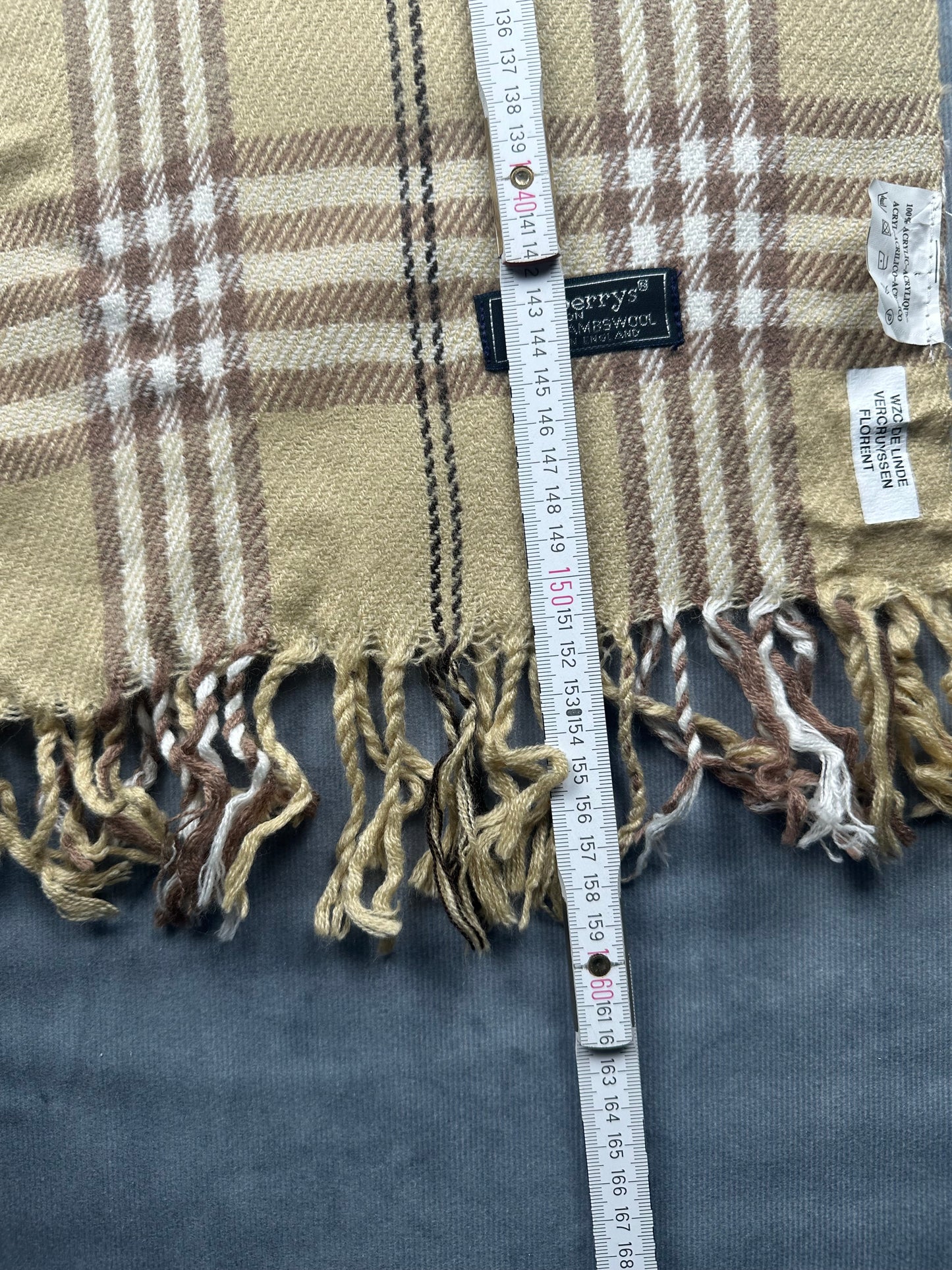 Burberry Vintage Schal | Karo-Muster | 100% Lammwolle | Beige