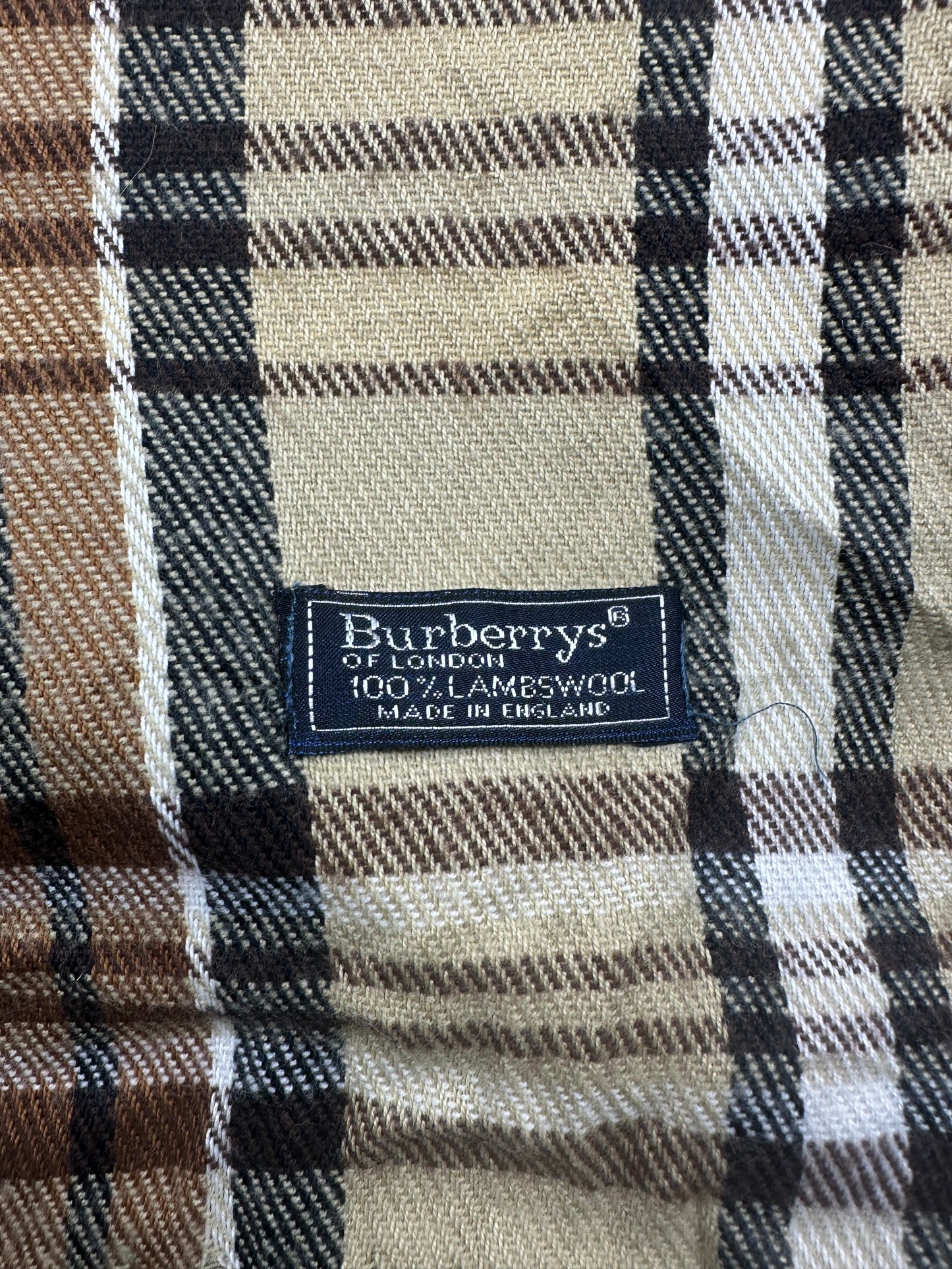 Burberry Vintage Schal | Karo-Muster | 100% Lammwolle | Beige