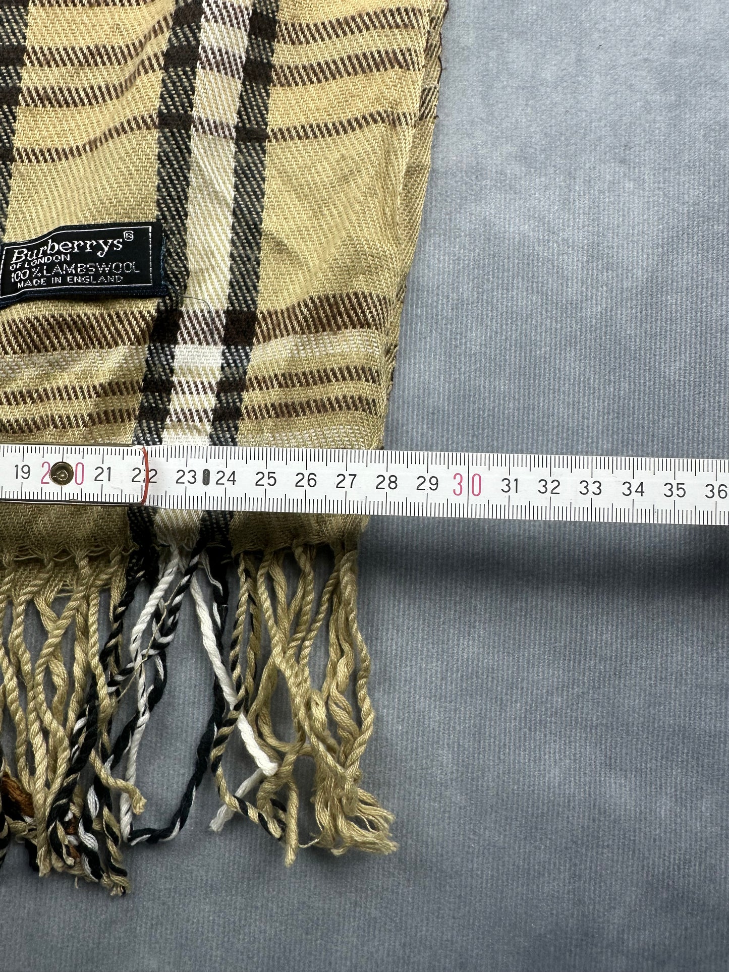 Burberry Vintage Schal | Karo-Muster | 100% Lammwolle | Beige