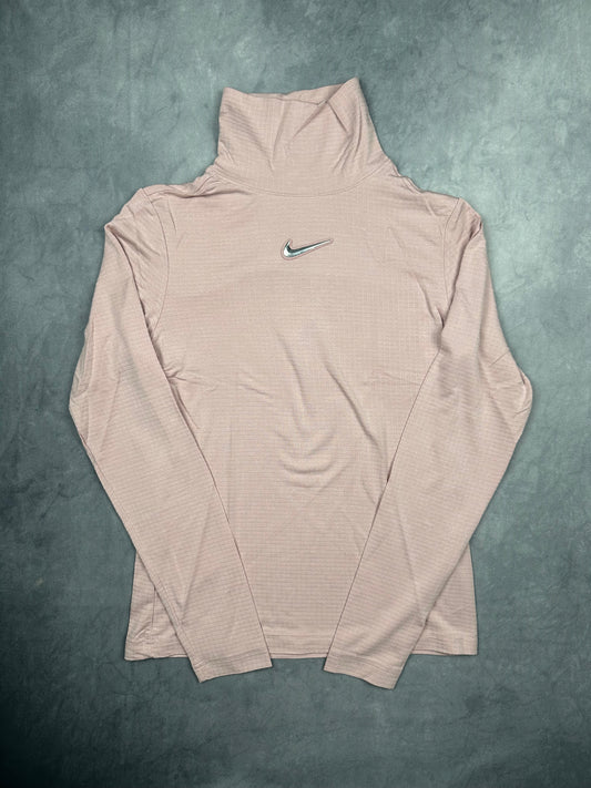 Nike Longsleeve Laufshirt Kragen Damen Gr. S - rosa