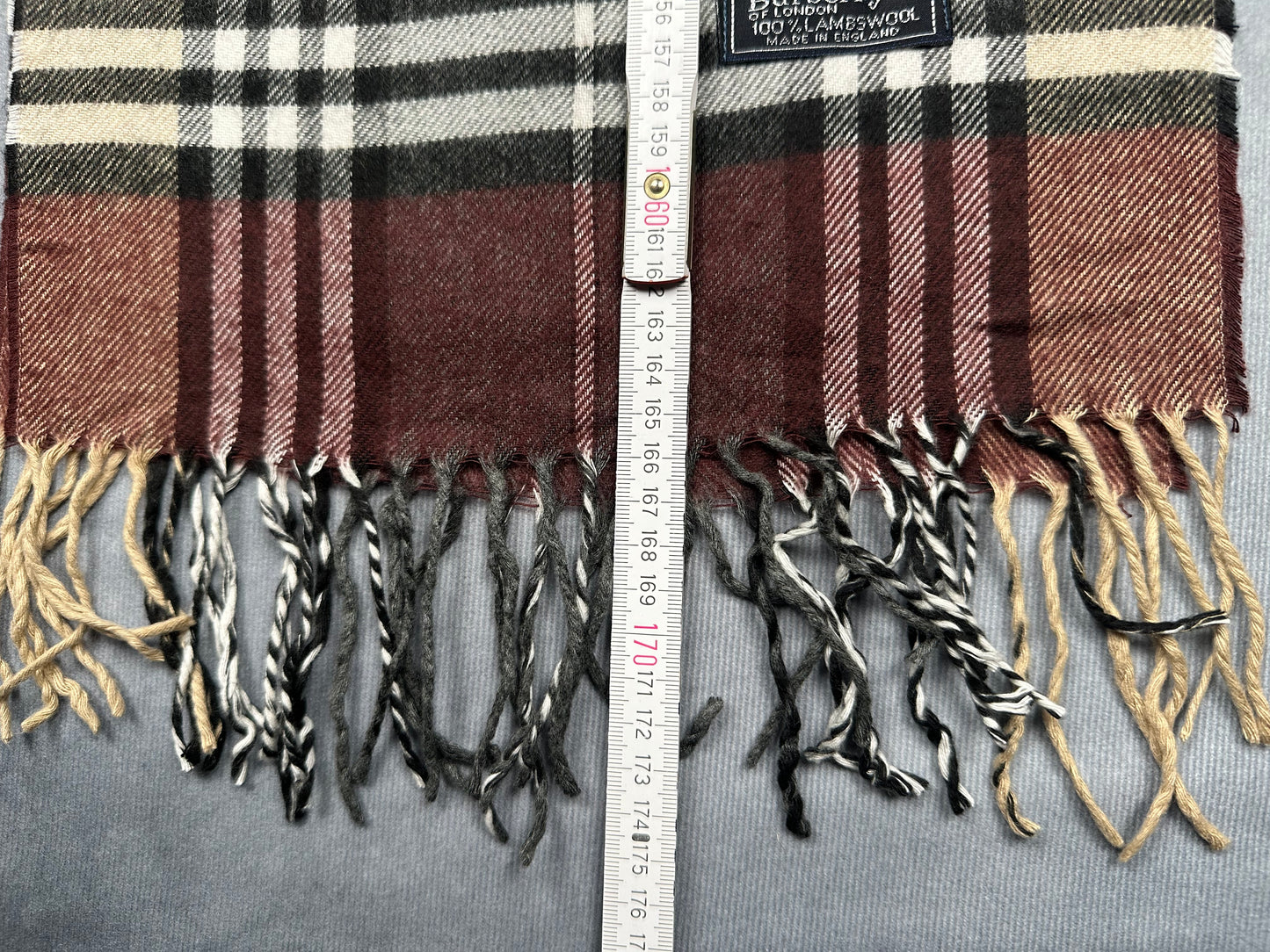 Burberry Vintage Schal | Karo-Muster | 100% Lammwolle | Lila