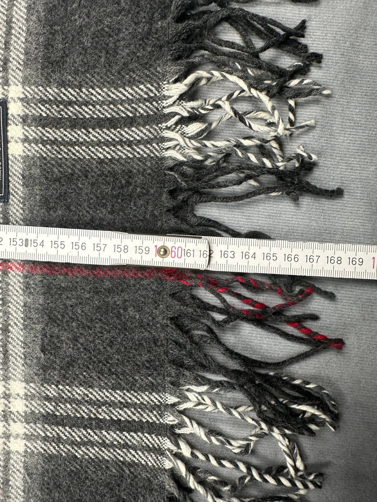 Burberry Vintage Schal | Karo-Muster | 100% Lammwolle | Dunkelgrau