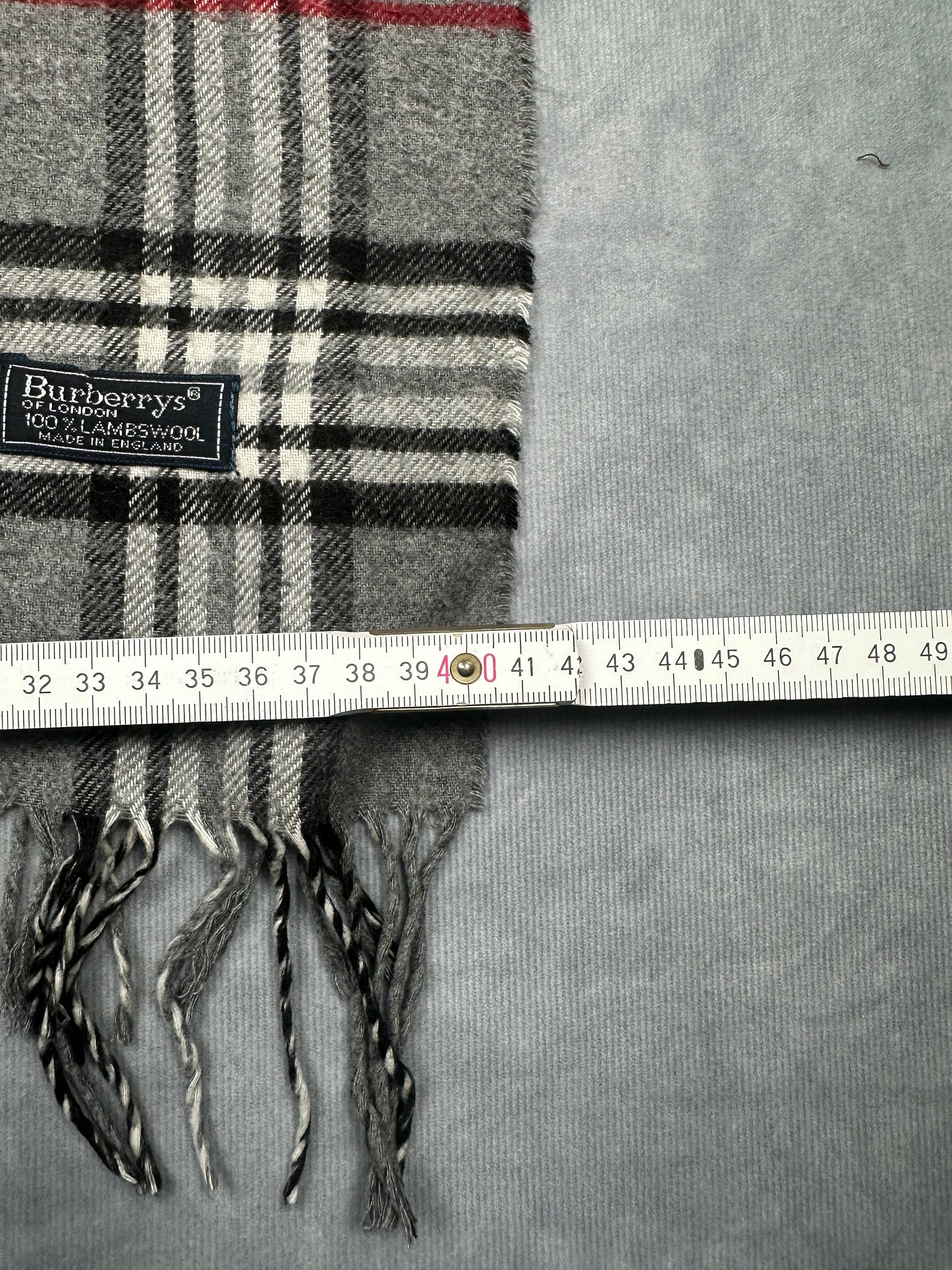 Burberry Vintage Schal | Karo-Muster | 100% Lammwolle | Grau