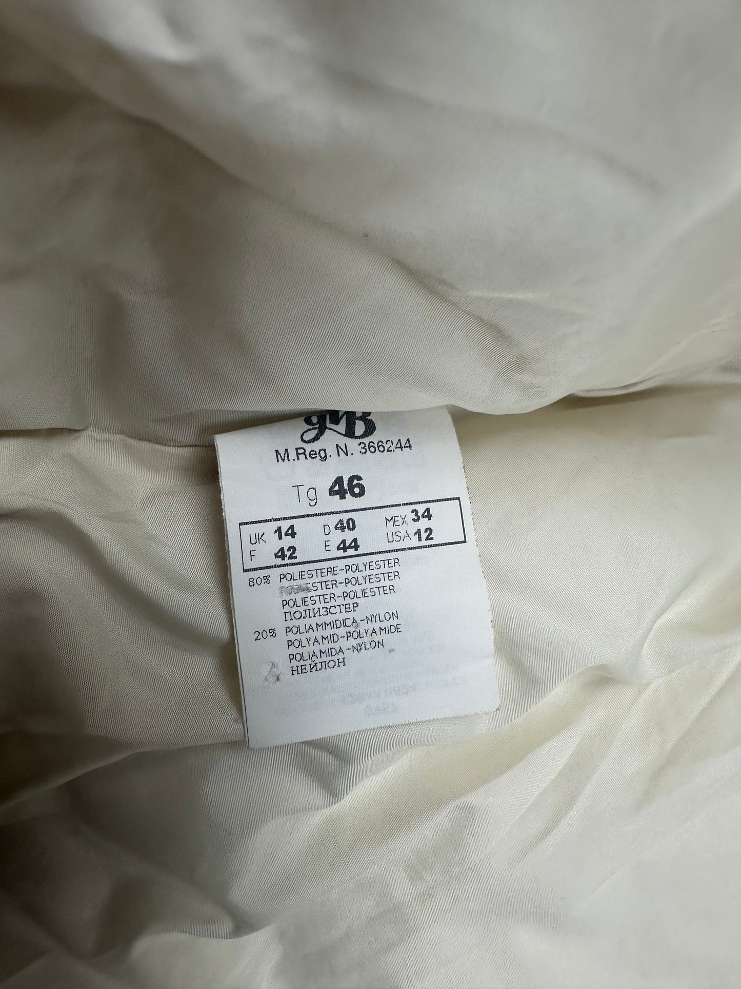 Daunenjacke Winterjacke Creme Gr. 40 Damen Vintage Y2K