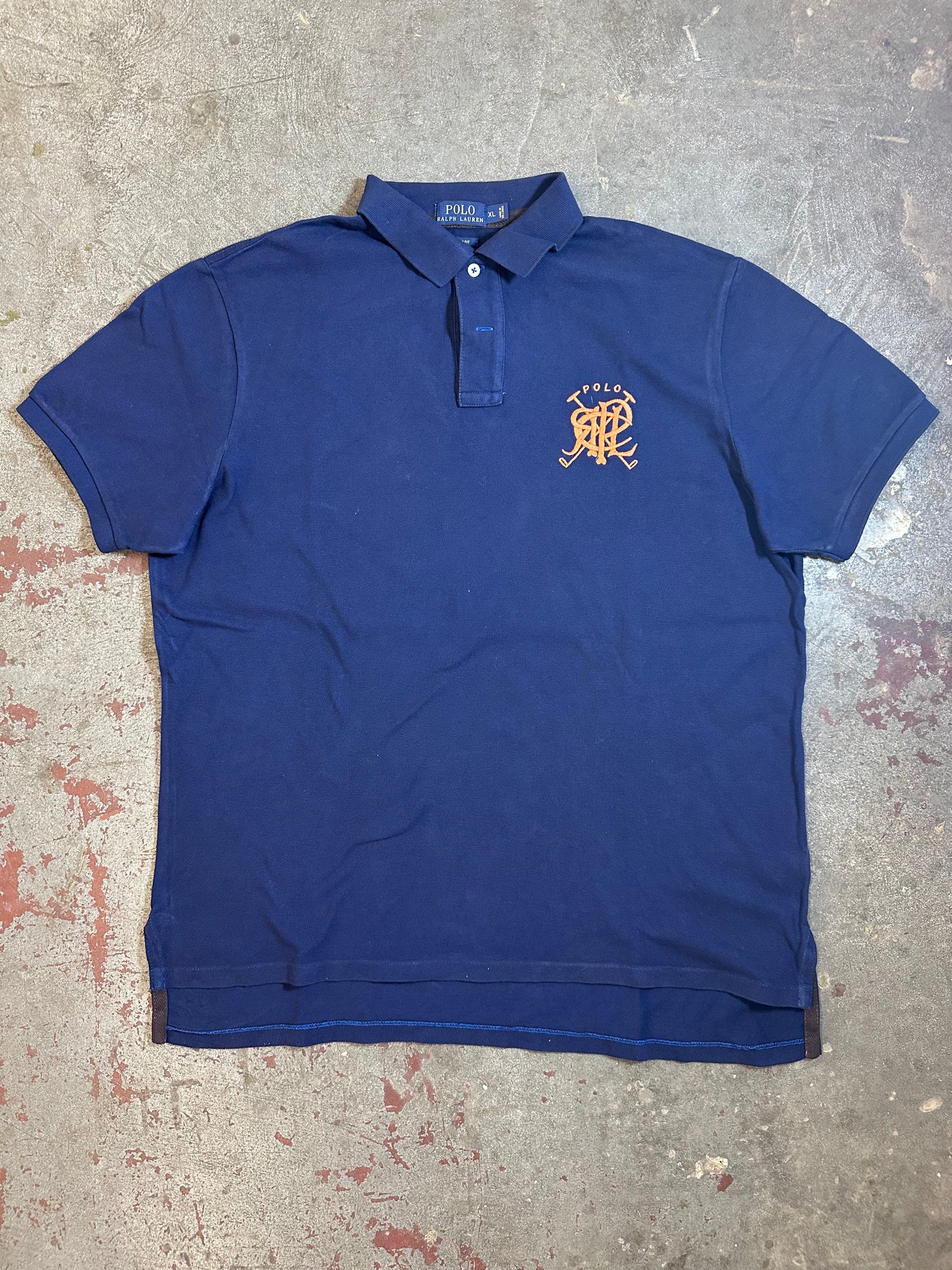 #07 Ralph Lauren Navy Polo with Orange Crest (XL)