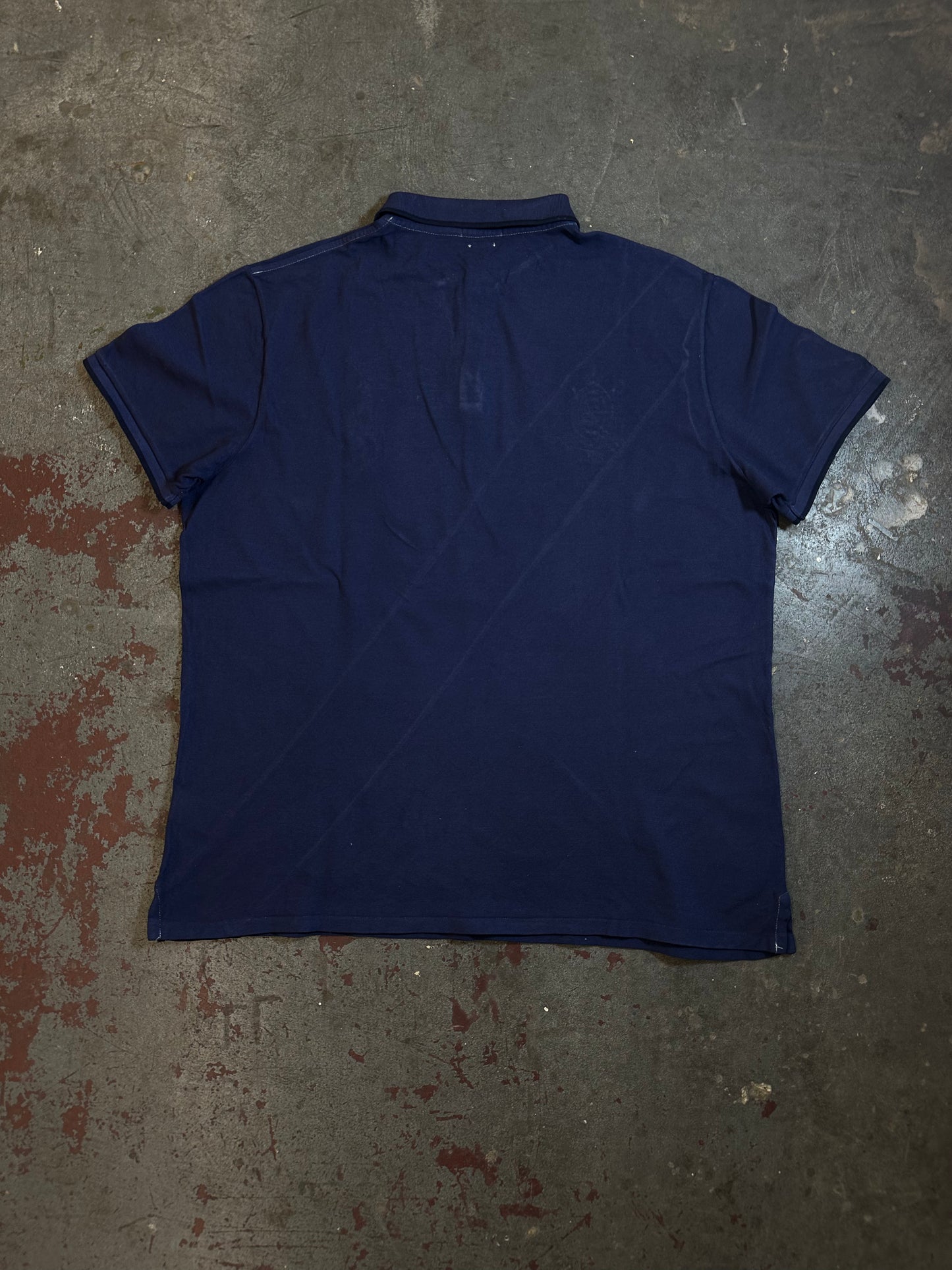 #07 Ralph Lauren Navy Polo with Crest and Diagonal Stripe (XL)