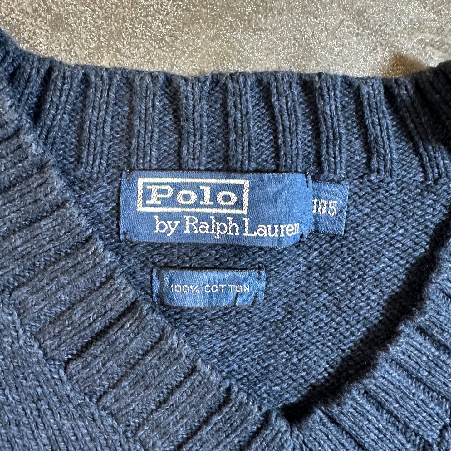 Polo Ralph Lauren Strickpullover blau Gr. L/XL V-Ausschnitt Vintage