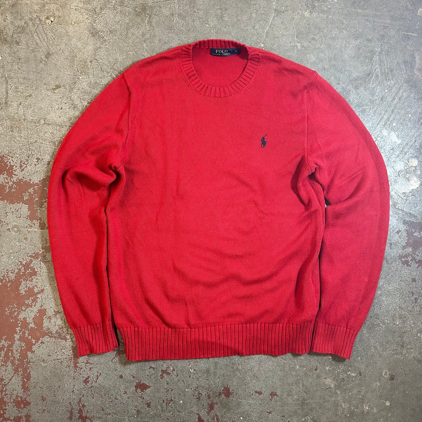 POLO Ralph Lauren Strickpullover rot Gr. M Rundhals Vintage