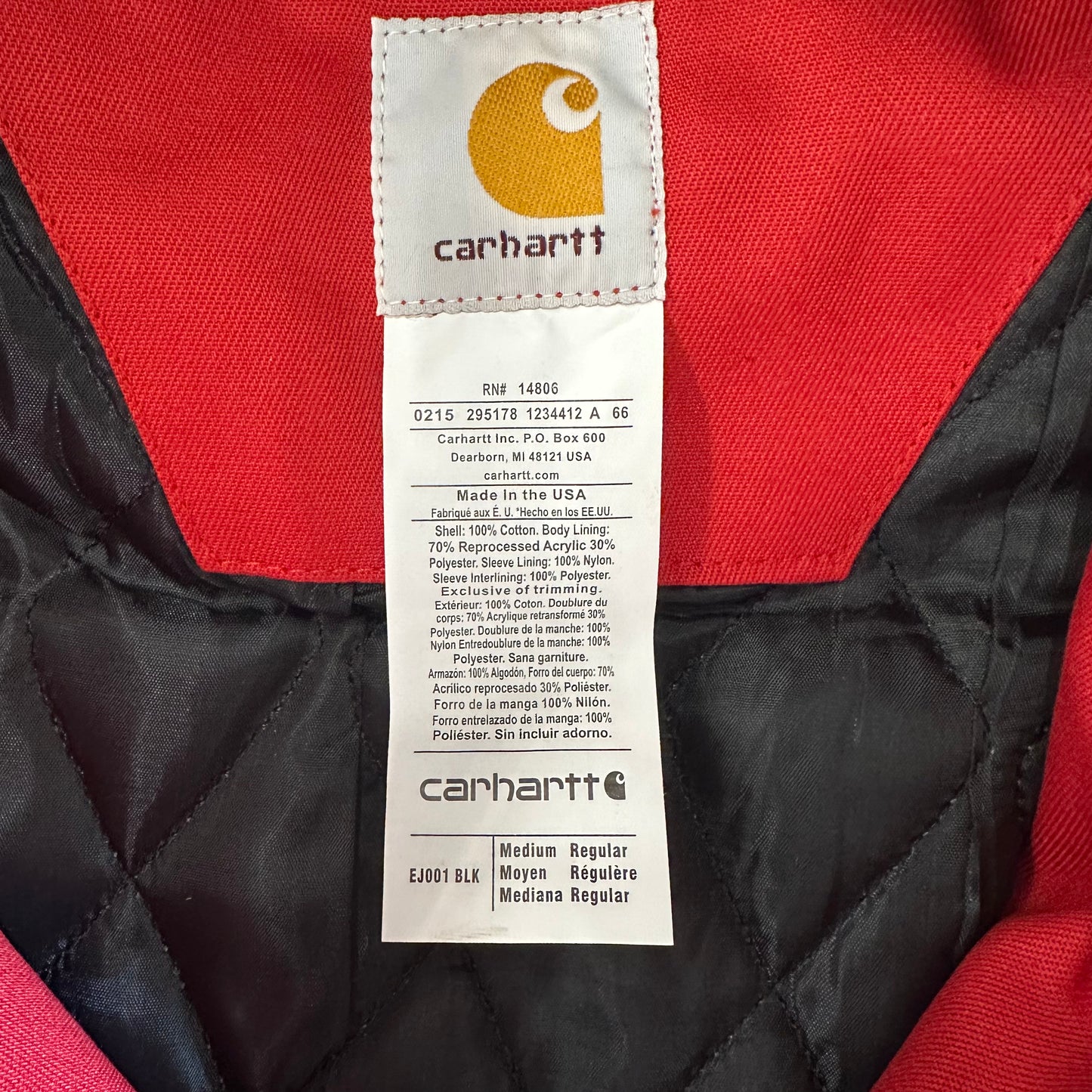 #04 Carhartt Reworked Style Jacke Dunkelrot Größe M