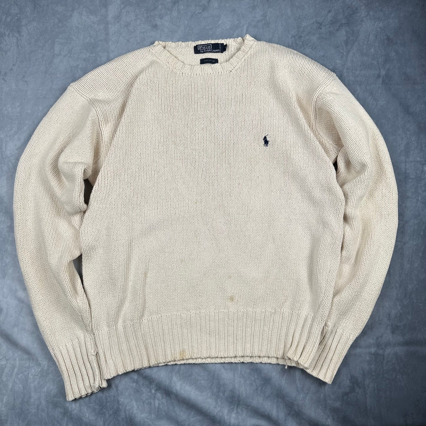 POLO Ralph Lauren Strickpullover Creme Gr. M Rundhals Vintage