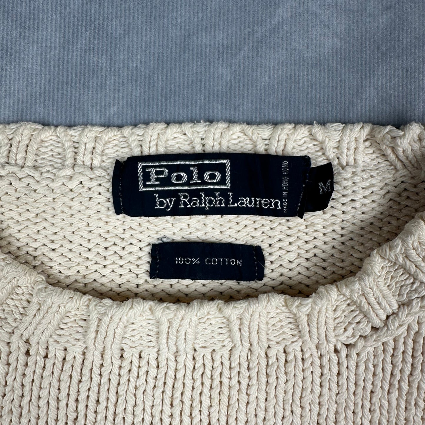 POLO Ralph Lauren Strickpullover Creme Gr. M Rundhals Vintage