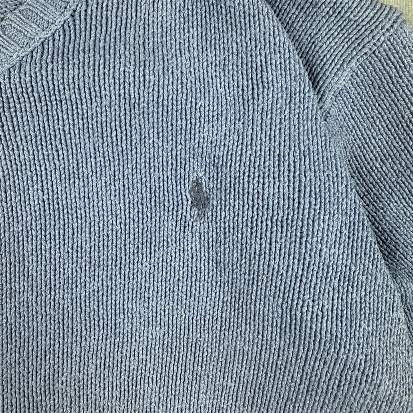 Polo Ralph Lauren Strickpullover Hellblau Gr. S V-Ausschnitt Vintage