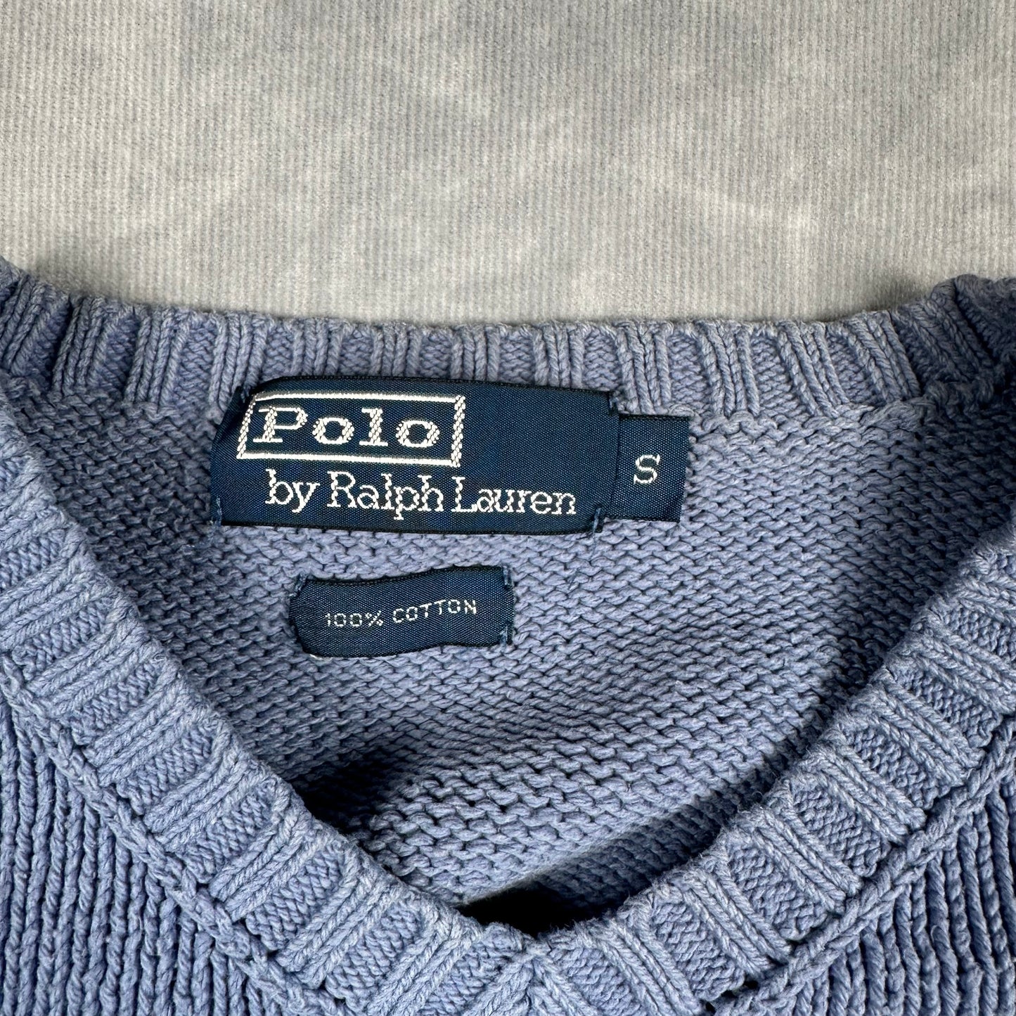 Polo Ralph Lauren Strickpullover Hellblau Gr. S V-Ausschnitt Vintage