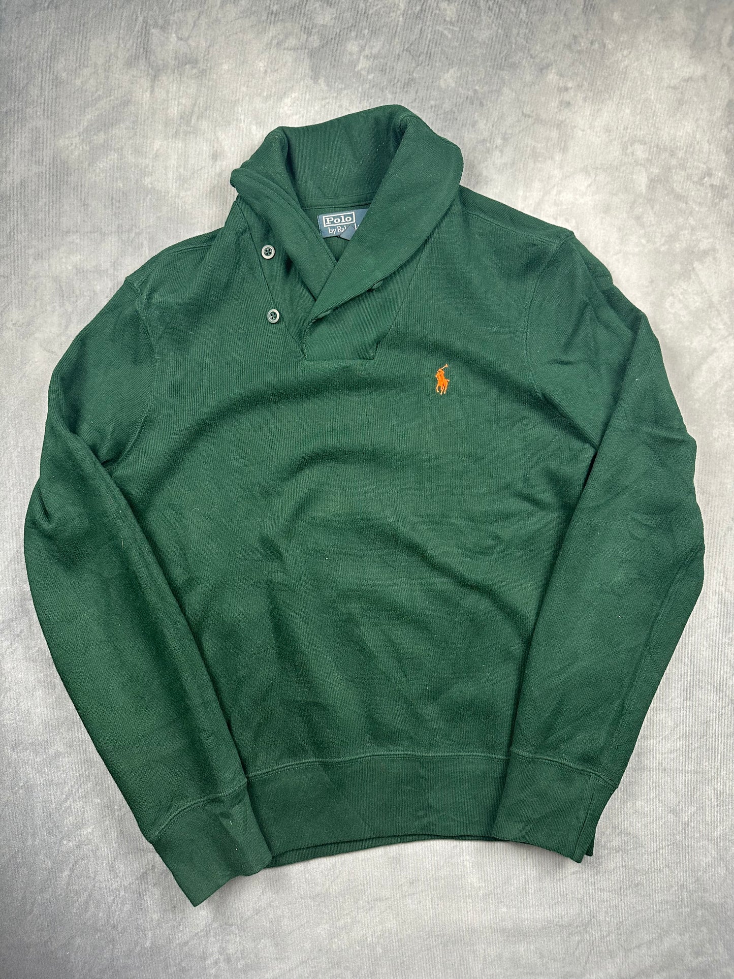 Polo Ralph Lauren Strickpullover Schalkragen grün Gr. S Herren Vintage