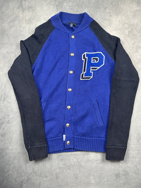Polo Ralph Lauren College-Strickjacke Cardigan blau Kinder Gr. L (14-16) Vintage Y2K