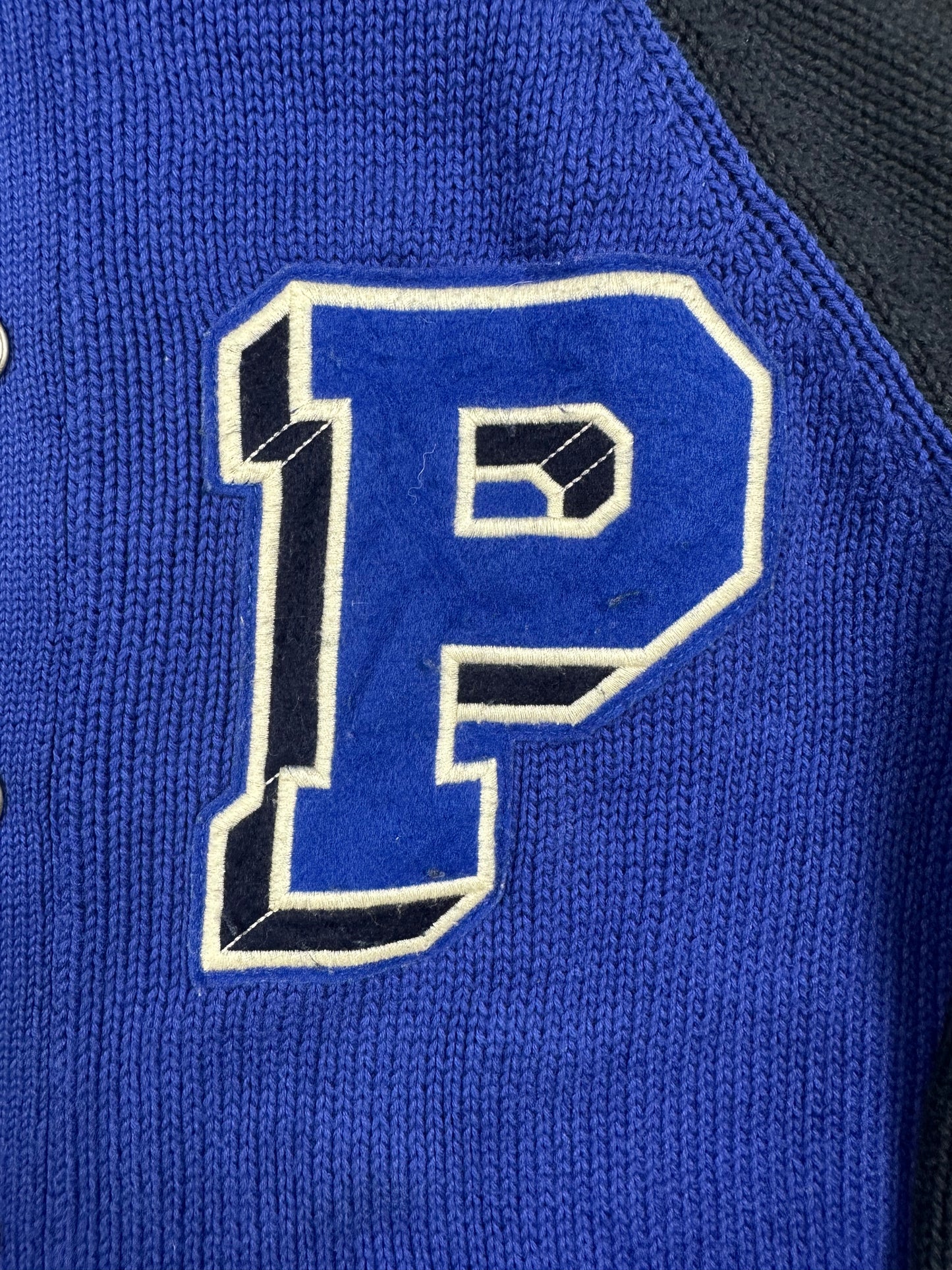 Polo Ralph Lauren College-Strickjacke Cardigan blau Kinder Gr. L (14-16) Vintage Y2K