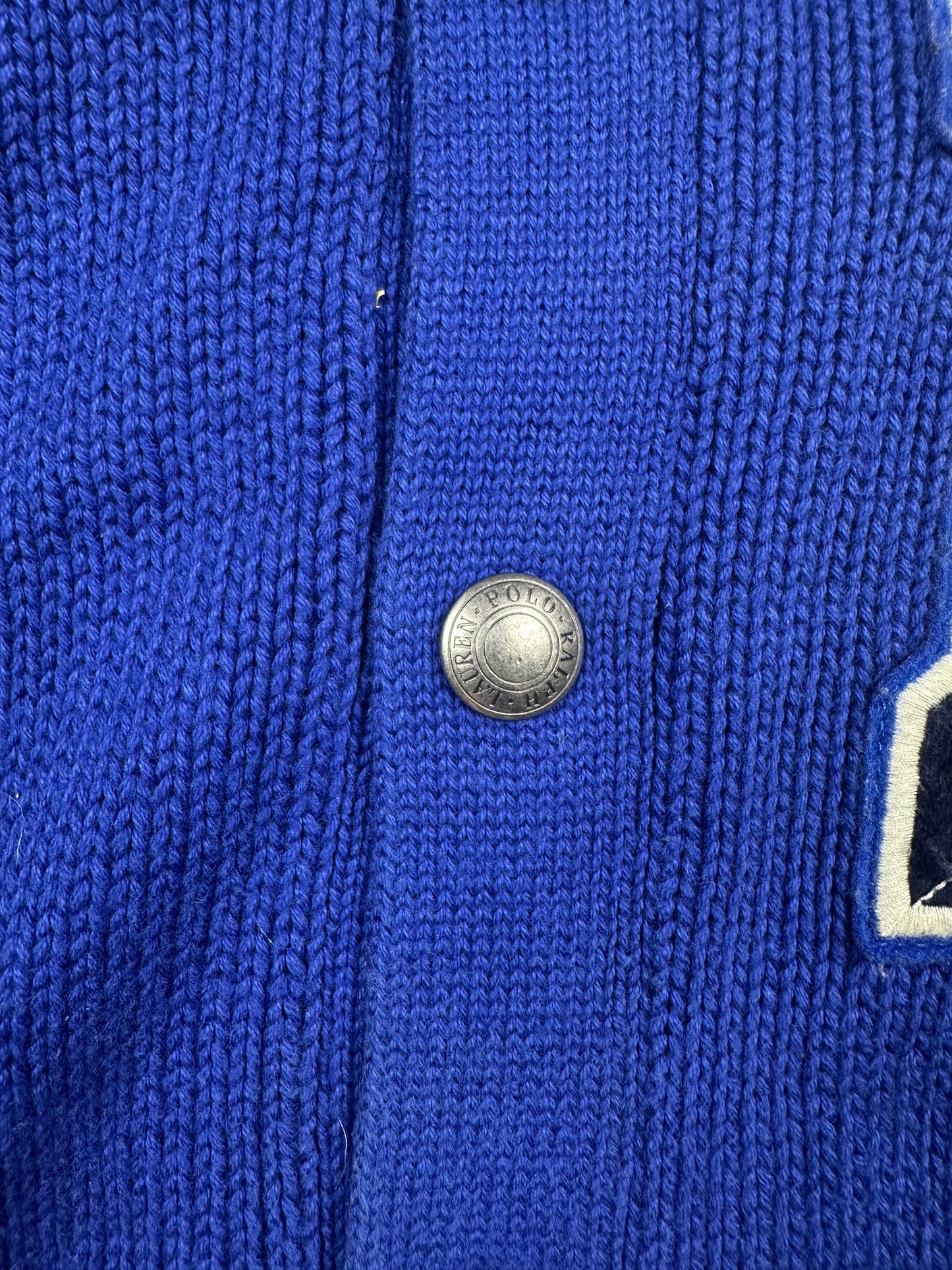 Polo Ralph Lauren College-Strickjacke Cardigan blau Kinder Gr. L (14-16) Vintage Y2K