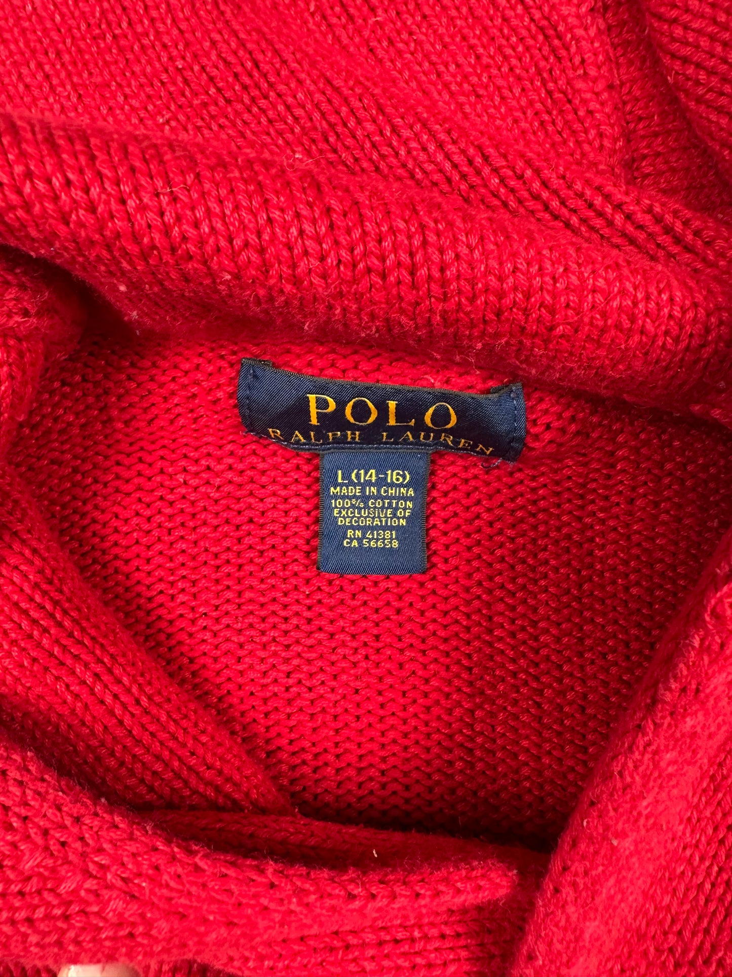 Polo Ralph Lauren Kragen Strickpullover rot Kinder Gr. L (14-16) Vintage