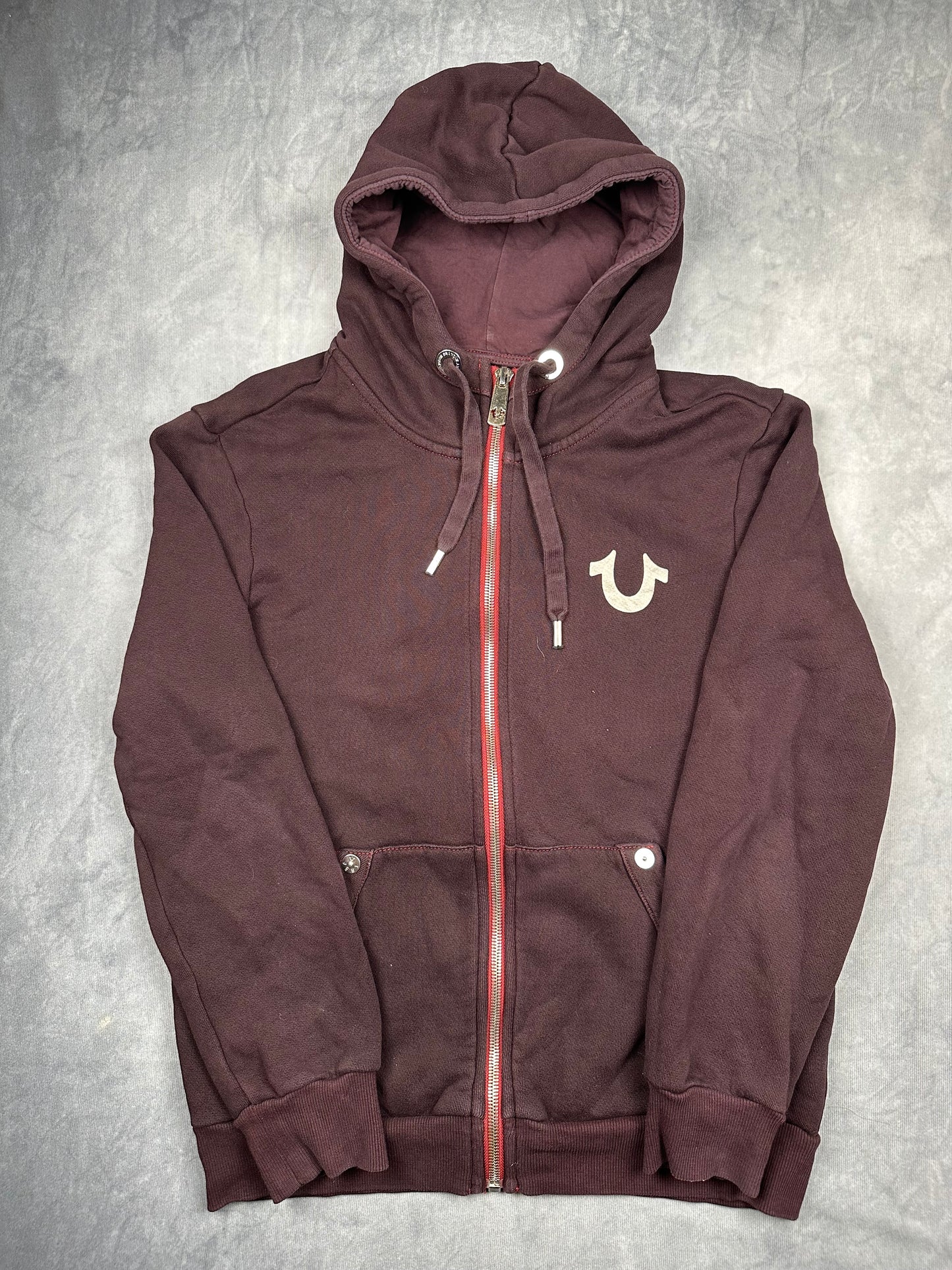 True Religion Zip Hoodie Zipper Rot Designer Größe L Frühling Sommer