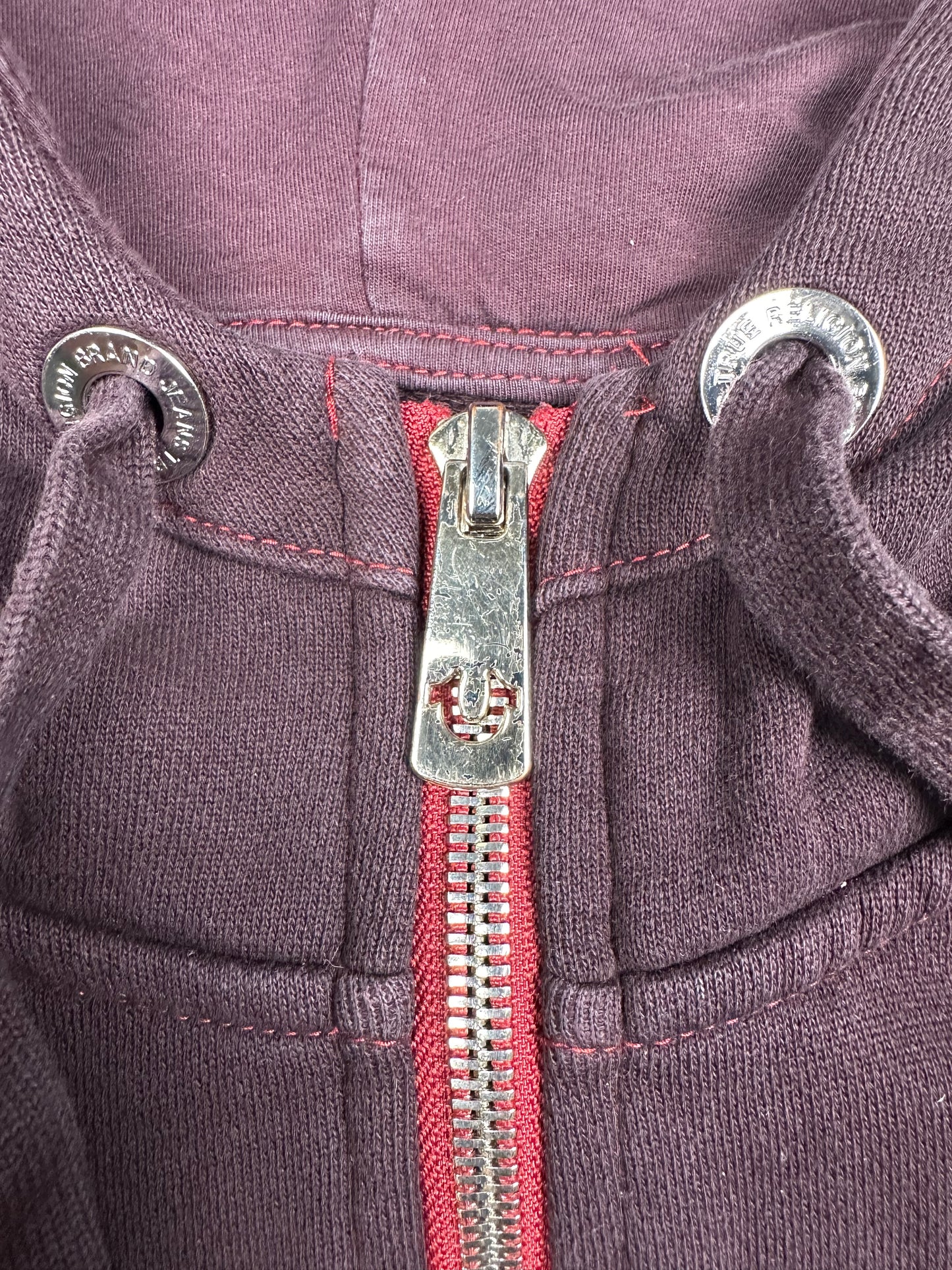 True Religion Zip Hoodie Zipper Rot Designer Größe L Frühling Sommer