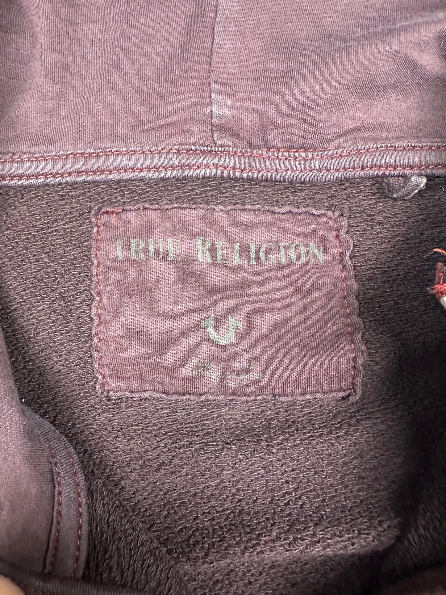 True Religion Zip Hoodie Zipper Rot Designer Größe L Frühling Sommer