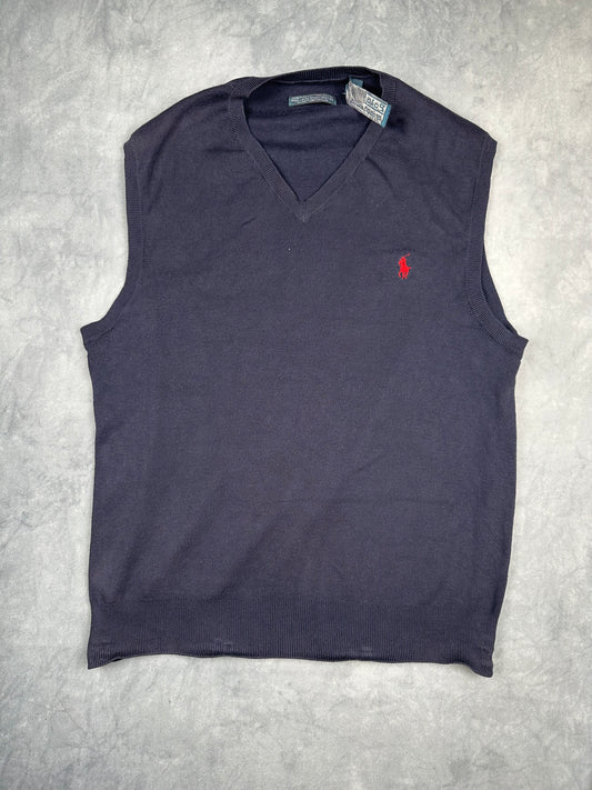 POLO Ralph Lauren Strick Pullunder Weste blau Gr. L Vintage Y2K Tennis