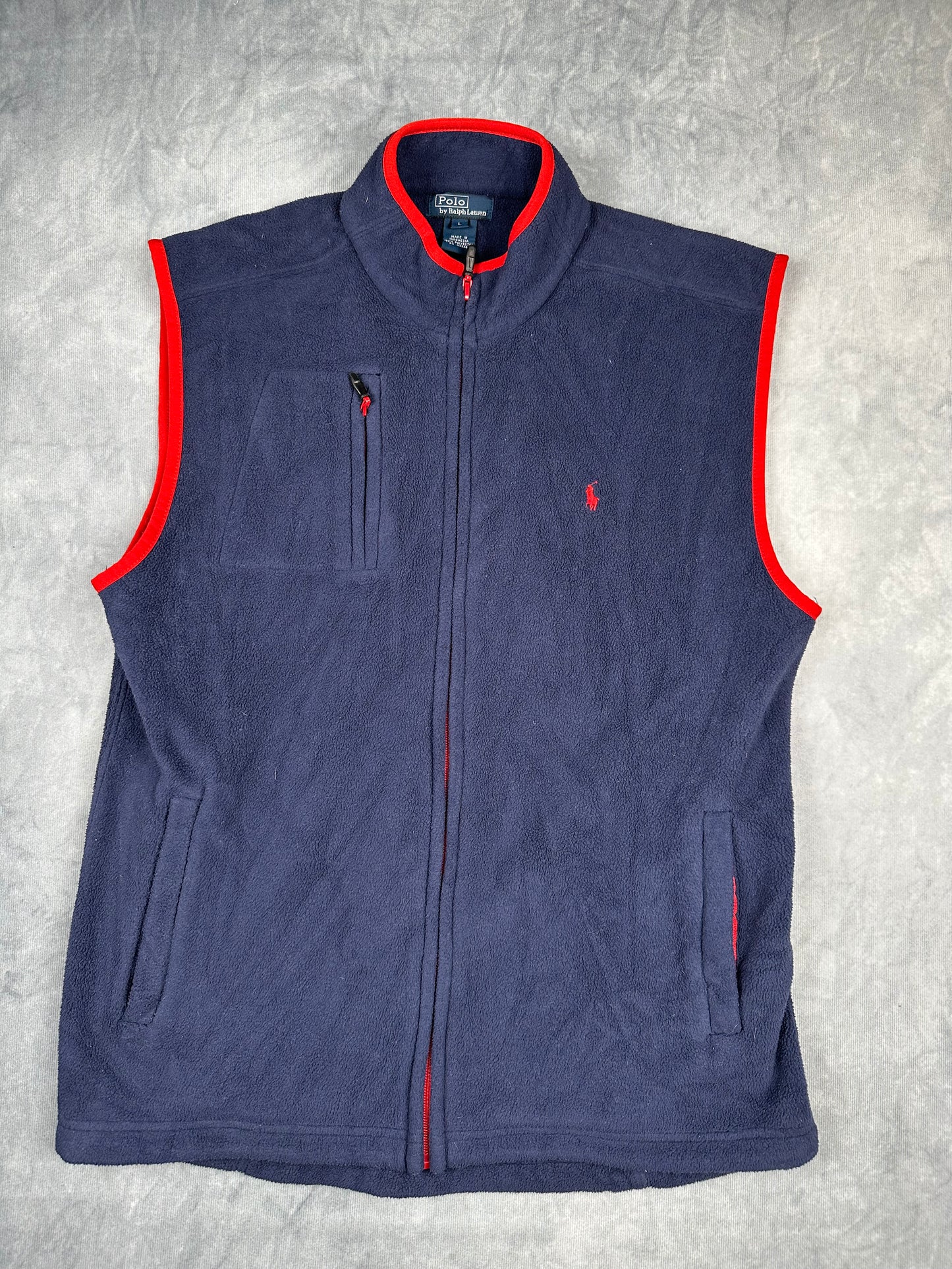 POLO Ralph Lauren Fleece-Weste Gr. L Herren Vintage Blau Reißverschluss