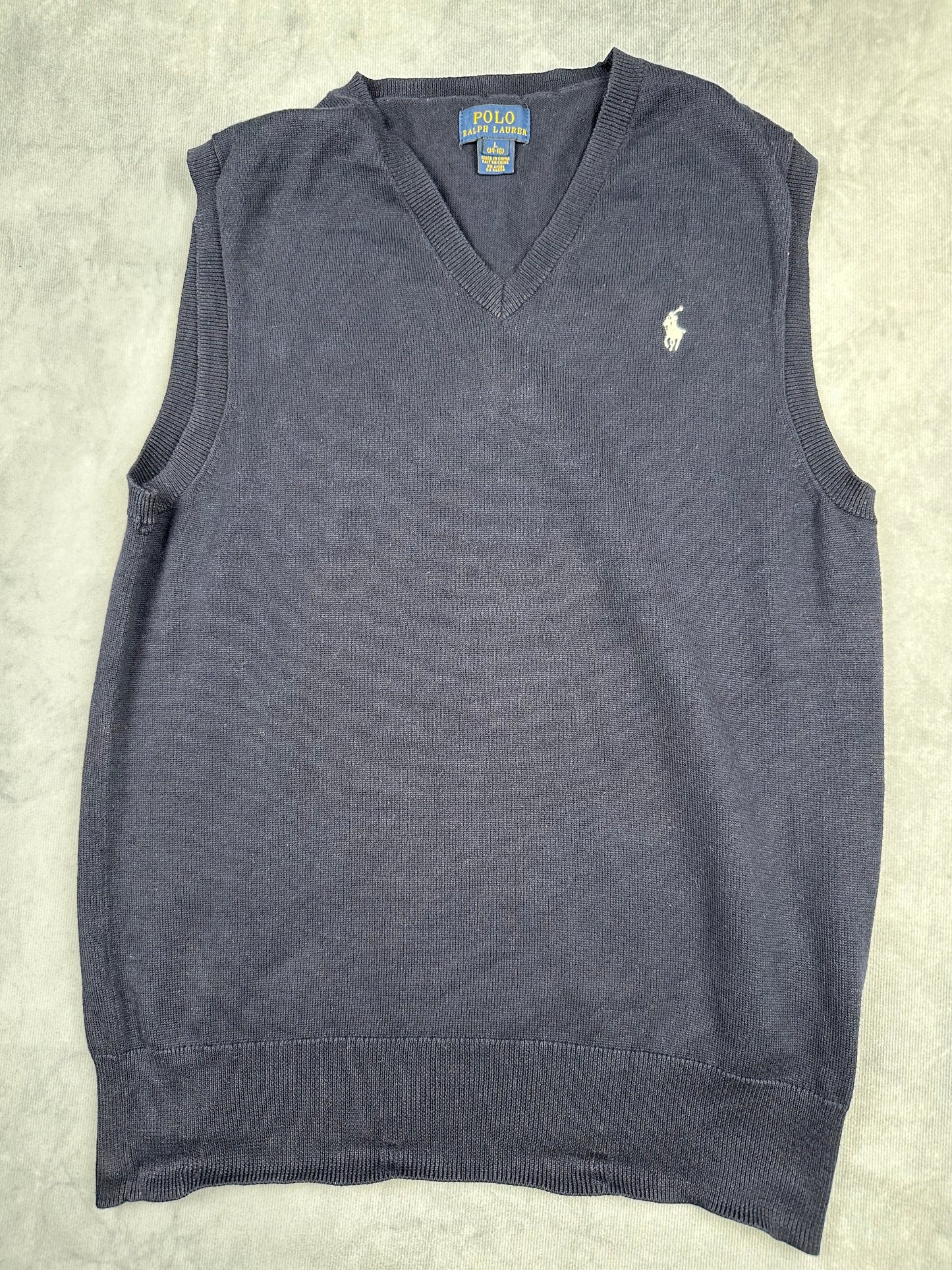POLO Ralph Lauren Strick Pullunder Weste blau Kinder-Gr. L (152-158) Vintage