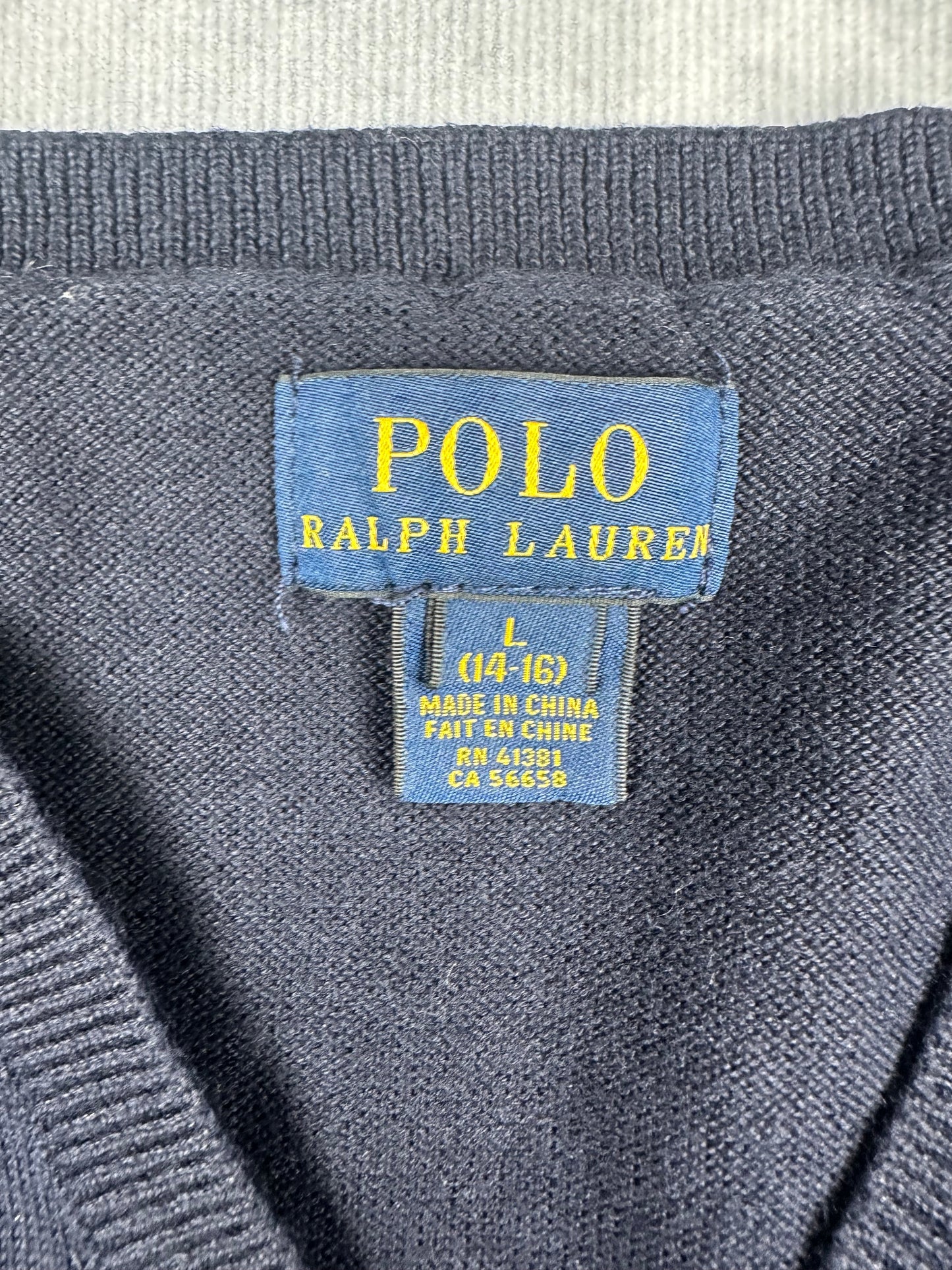 POLO Ralph Lauren Strick Pullunder Weste blau Kinder-Gr. L (152-158) Vintage