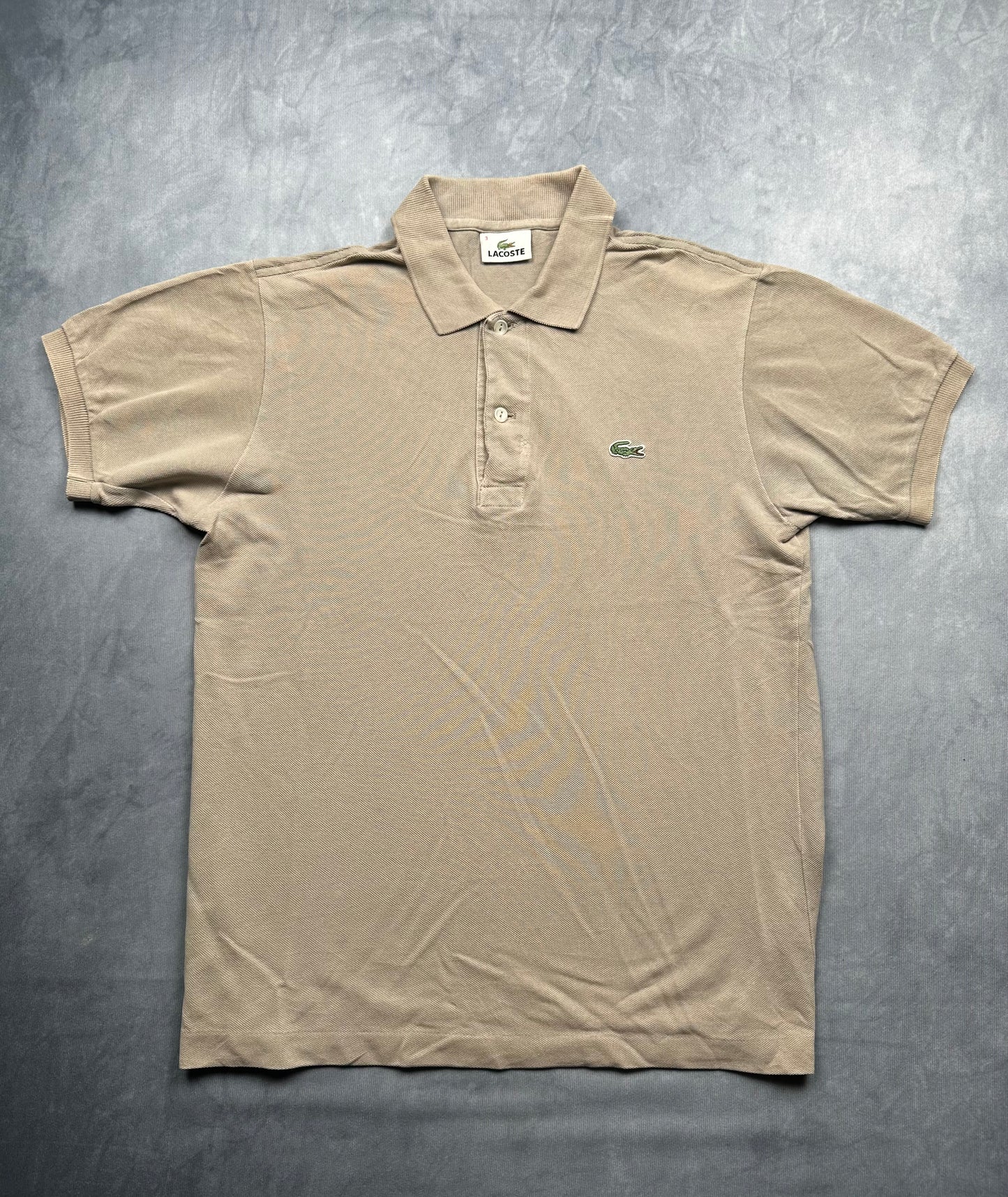 Lacoste Herren Poloshirt T-Shirt Gr. 3/S Vintage Y2K Sandfarben