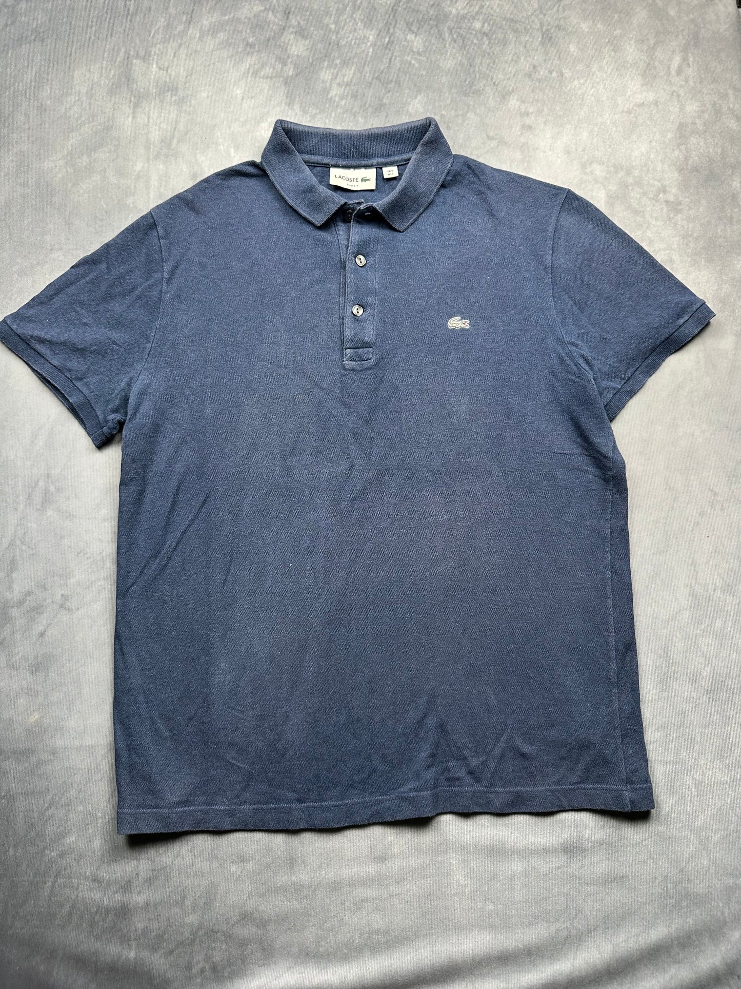 Lacoste Herren Poloshirt T-Shirt Gr. 5/L Vintage Y2K marineblau SlimFit
