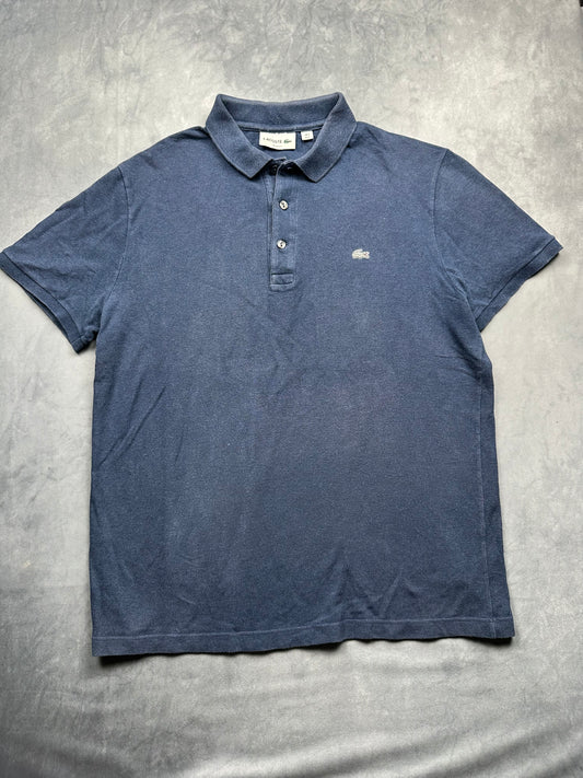 Lacoste Herren Poloshirt T-Shirt Gr. 5/L Vintage Y2K marineblau SlimFit