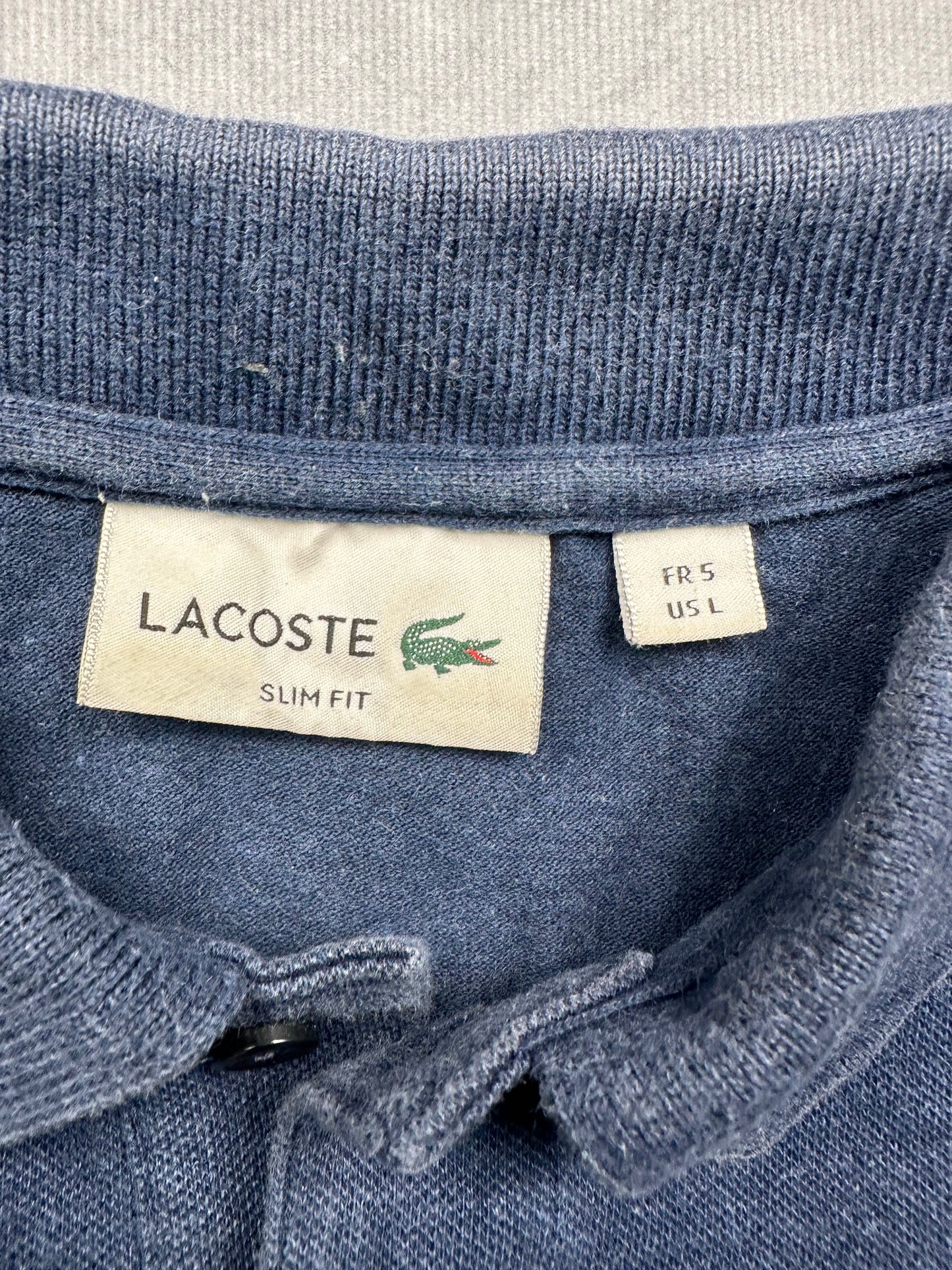 Lacoste Herren Poloshirt T-Shirt Gr. 5/L Vintage Y2K marineblau SlimFit