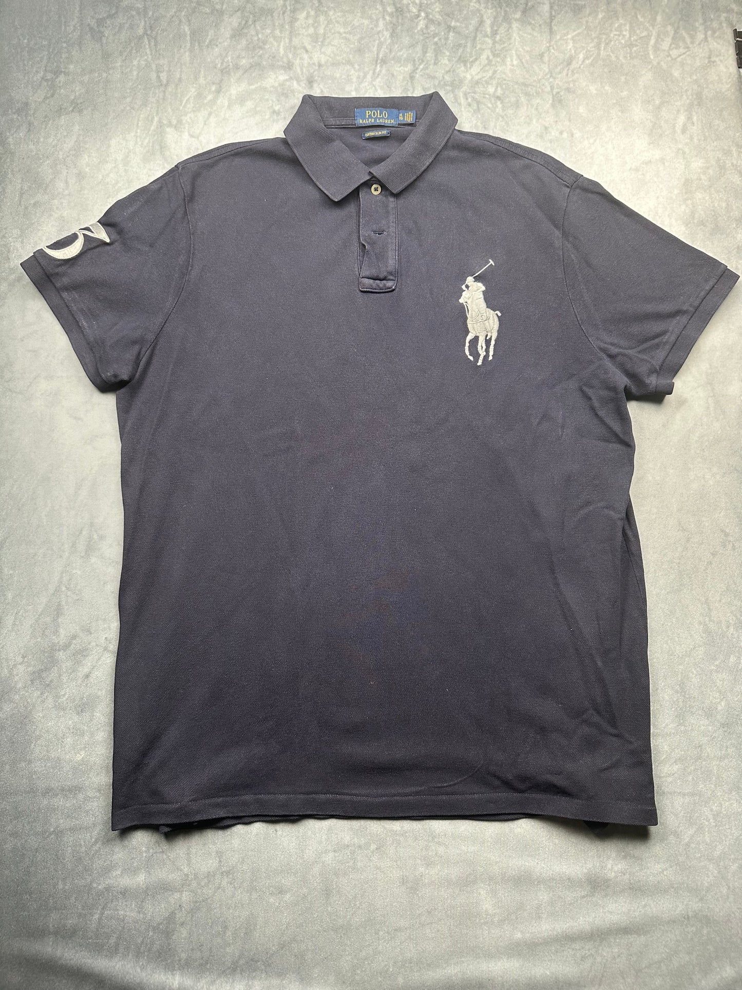 Polo Ralph Lauren Big Pony Poloshirt T-Shirt Herren Gr. XL Vintage Y2K Blau